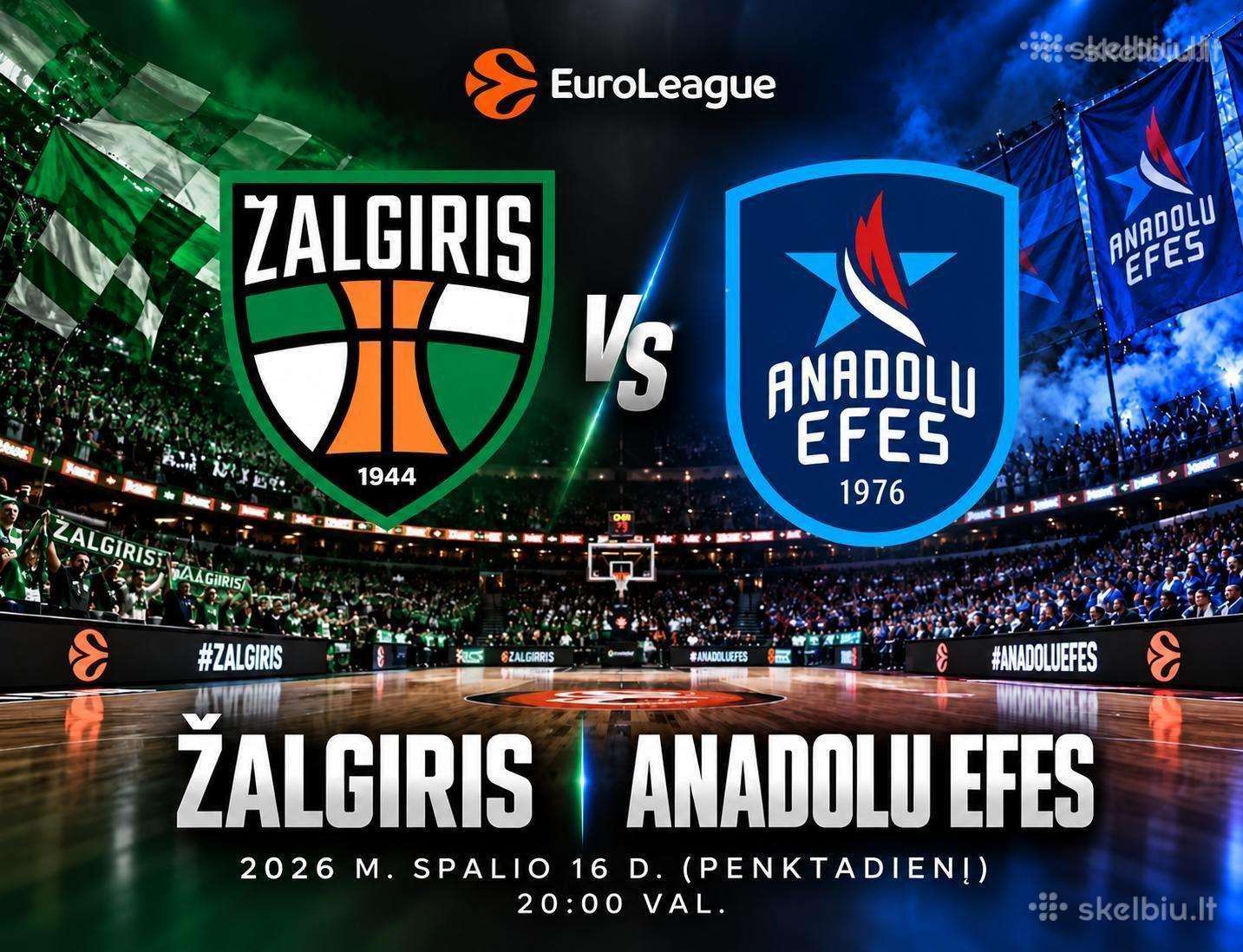 Du bilietai Zalgiris Anadolu Efes bronzinis sekt