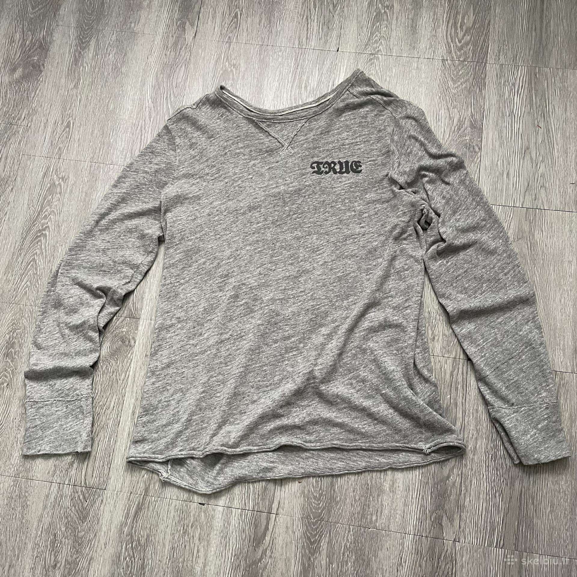 True Religion pilkas ilgarankovis megztinis