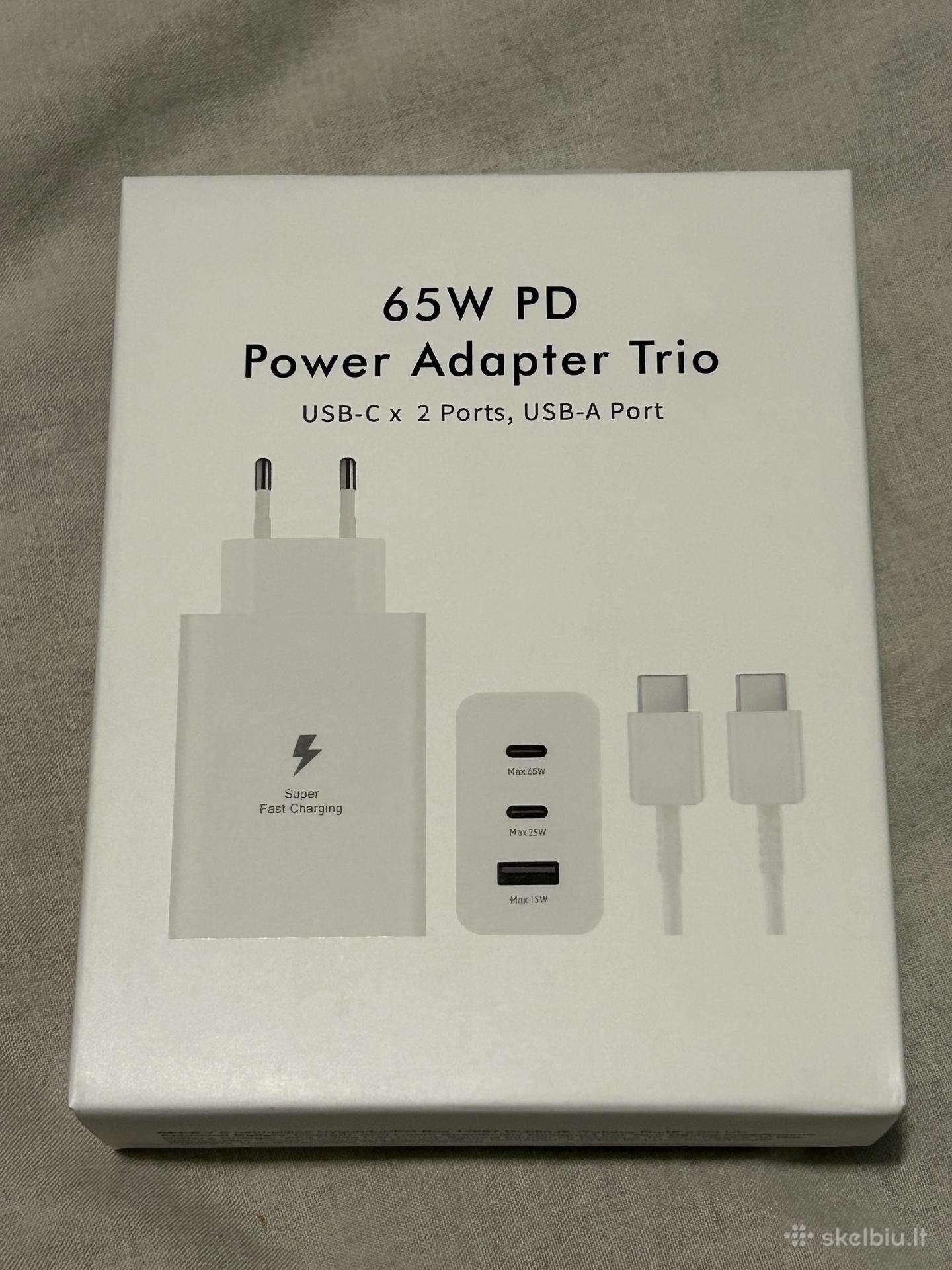 65 W greitojo įkrovimo adapteris su 3 jungtimis