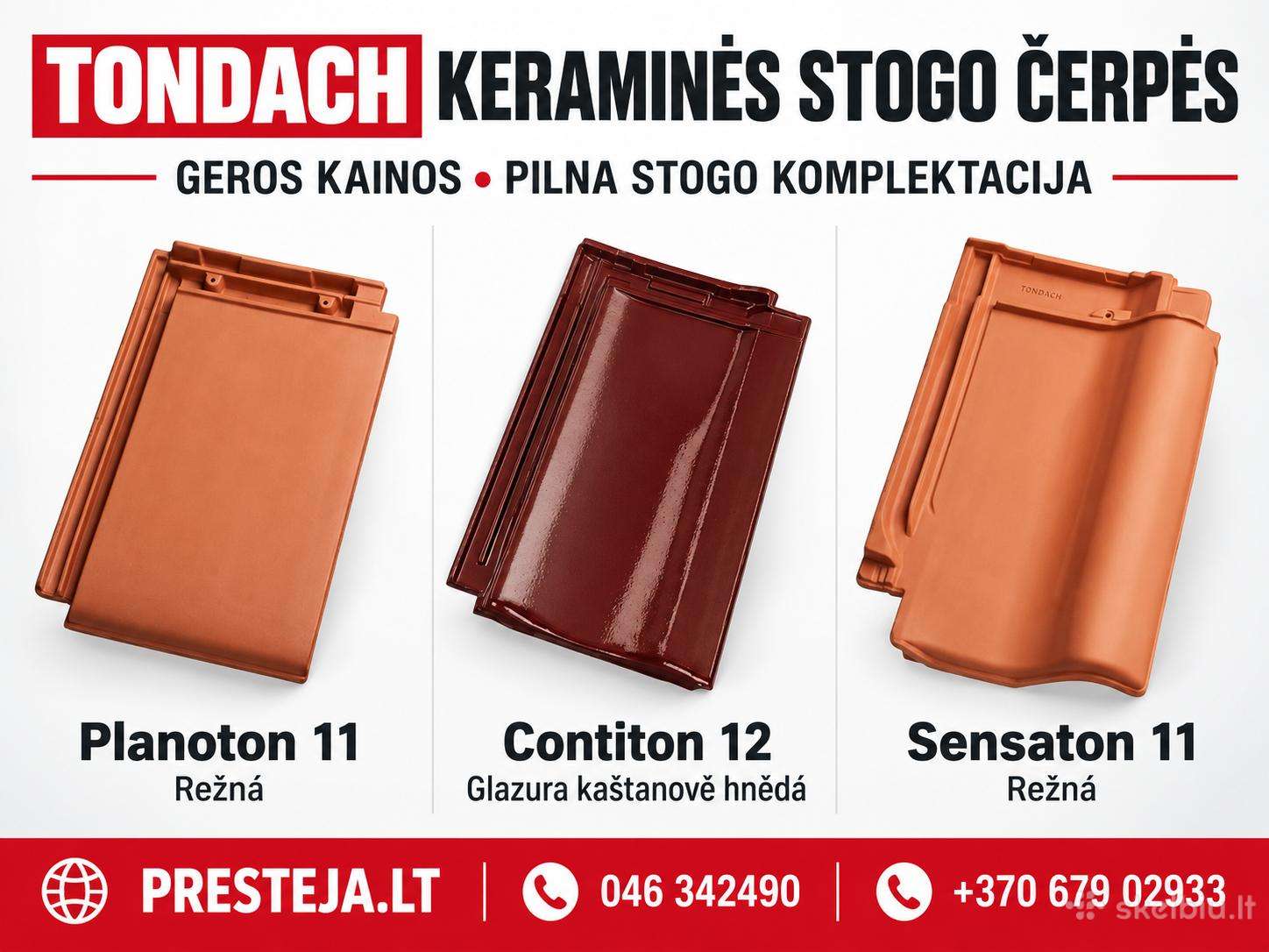 Keraminės čerpės Tondach. Geriausia kaina!