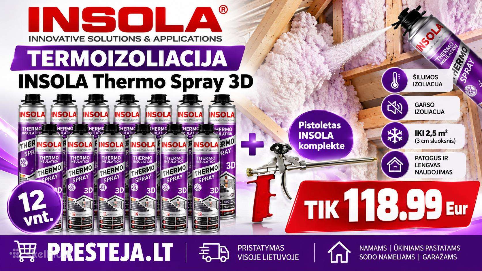 Purškiama šilumos izoliacija Thermo Spray - Akcija