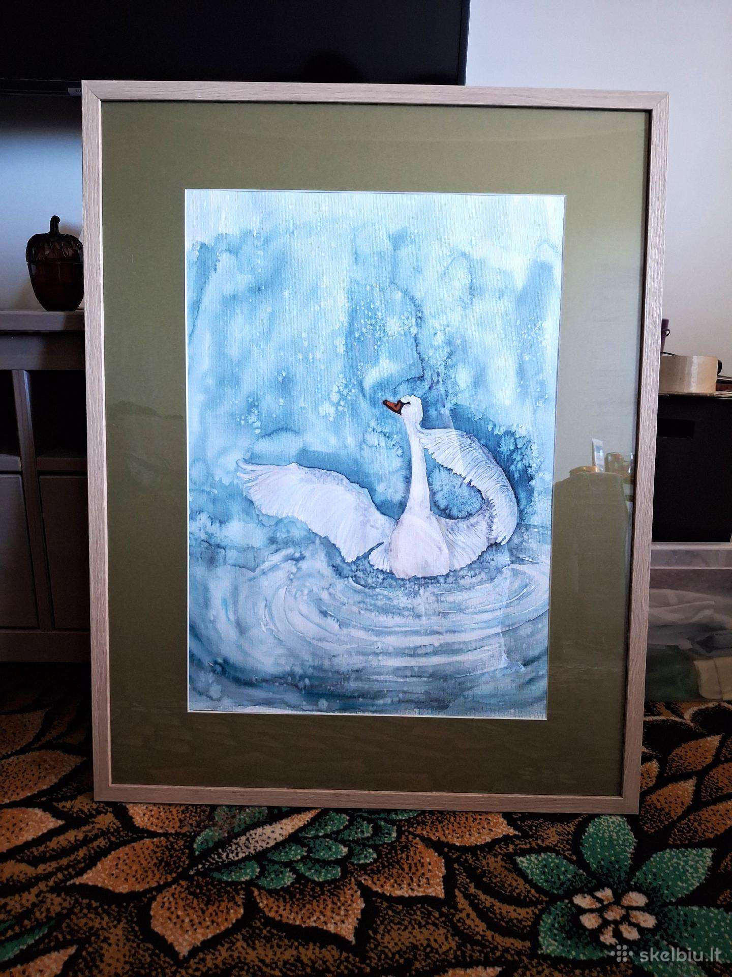 Vilijos Čiapaitės originali akvarelė „gulbė“, 60