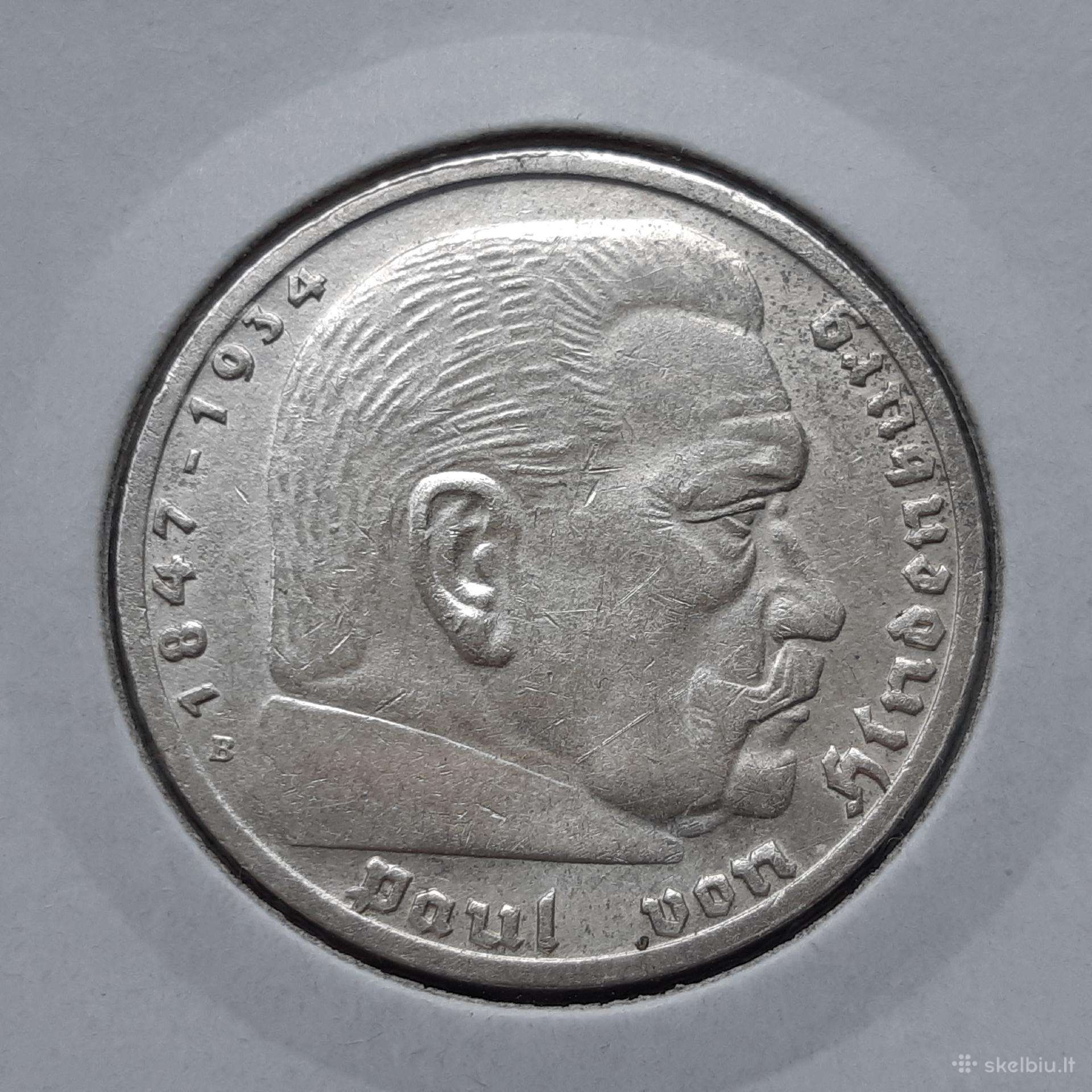 Vokietija 5 reichsmarkės sidabras 1939 B