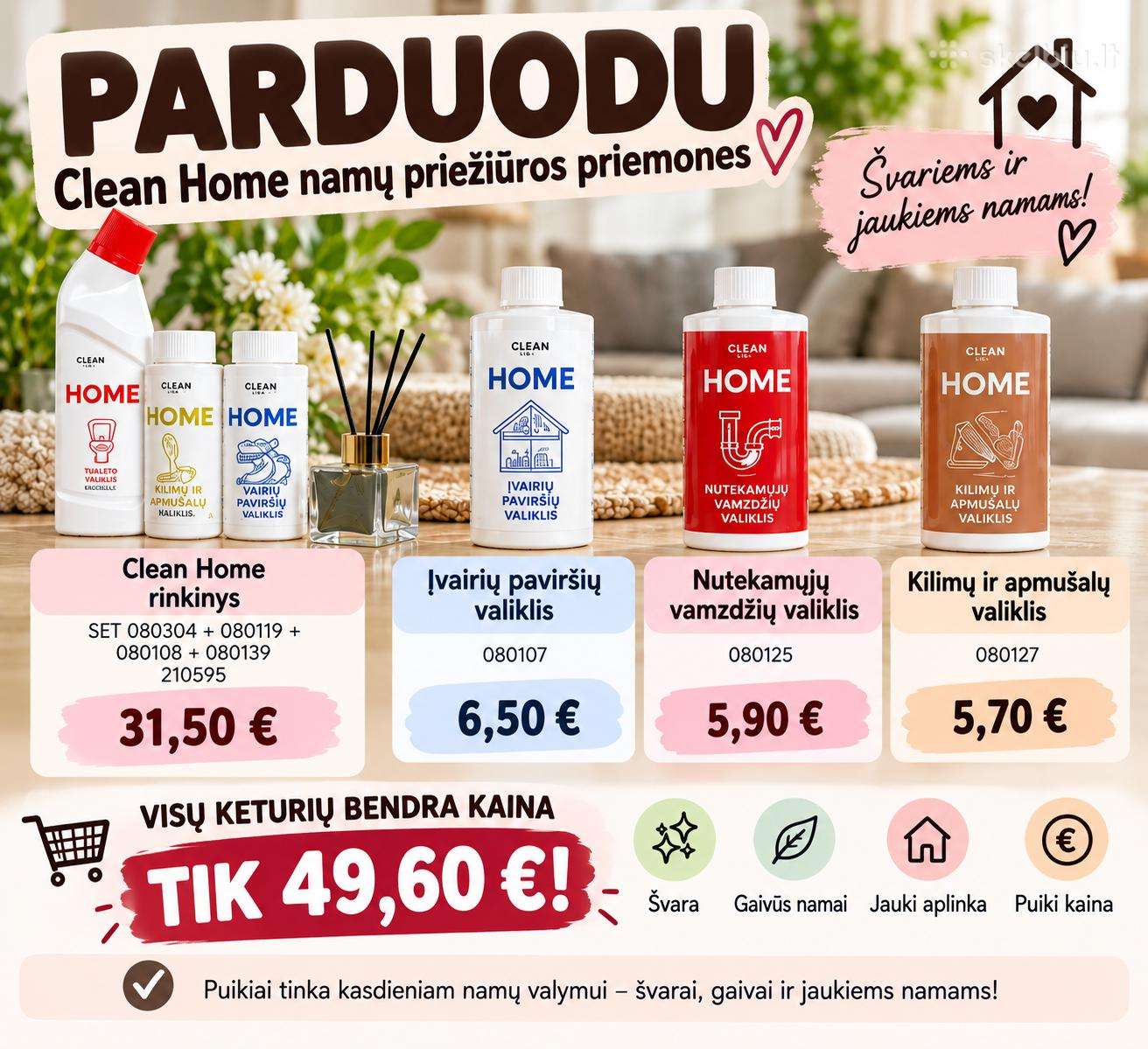 Clean Home namų valymo priemonės – rinkinys