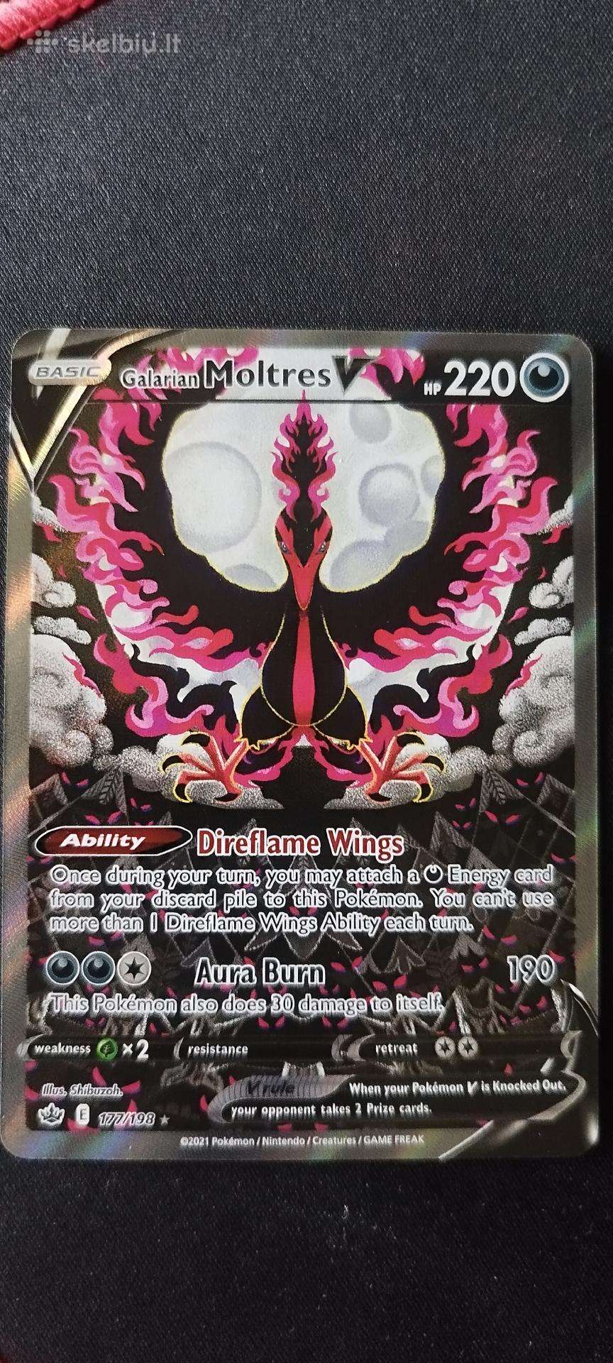 Galarian Moltres V pokemon card.