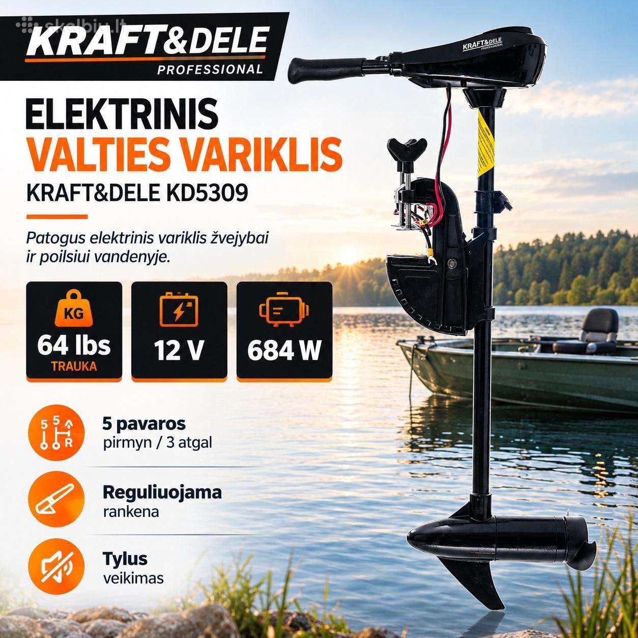 Elektrinis pakabinamas valties variklis 64 lbs