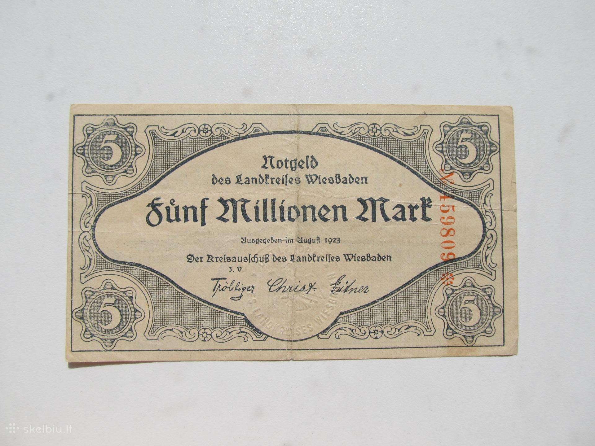 5 milijonai markiu , Wiesbaden Vokietija , 1923