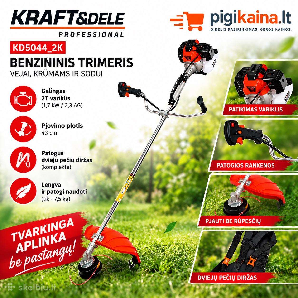 Benzininis trimeris 5,2 Ag, 52 cm³, su priedais