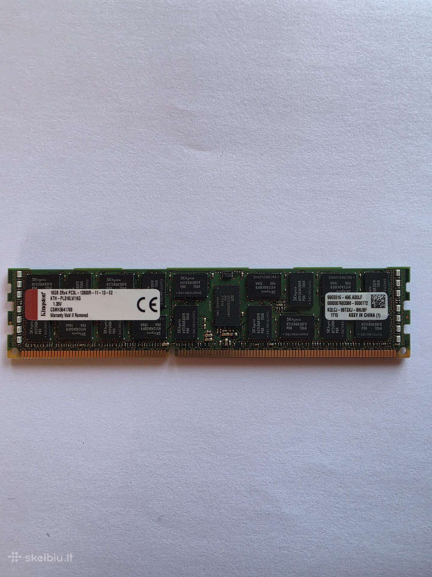 RAM 16gb Ddr3l Ecc Reg Kingston Kth-pl316/16g