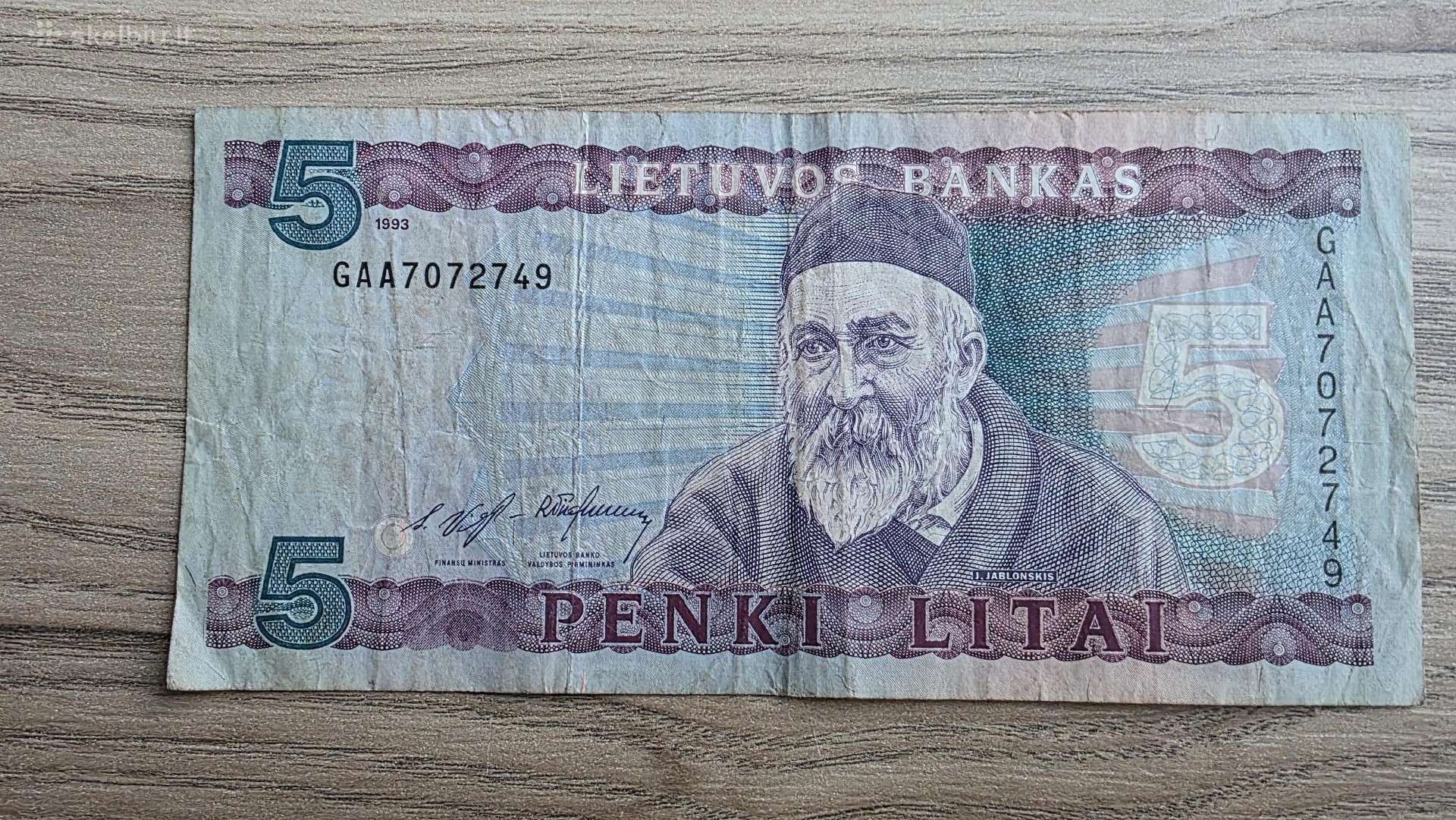 1993 metų 5 litai Jablonskis