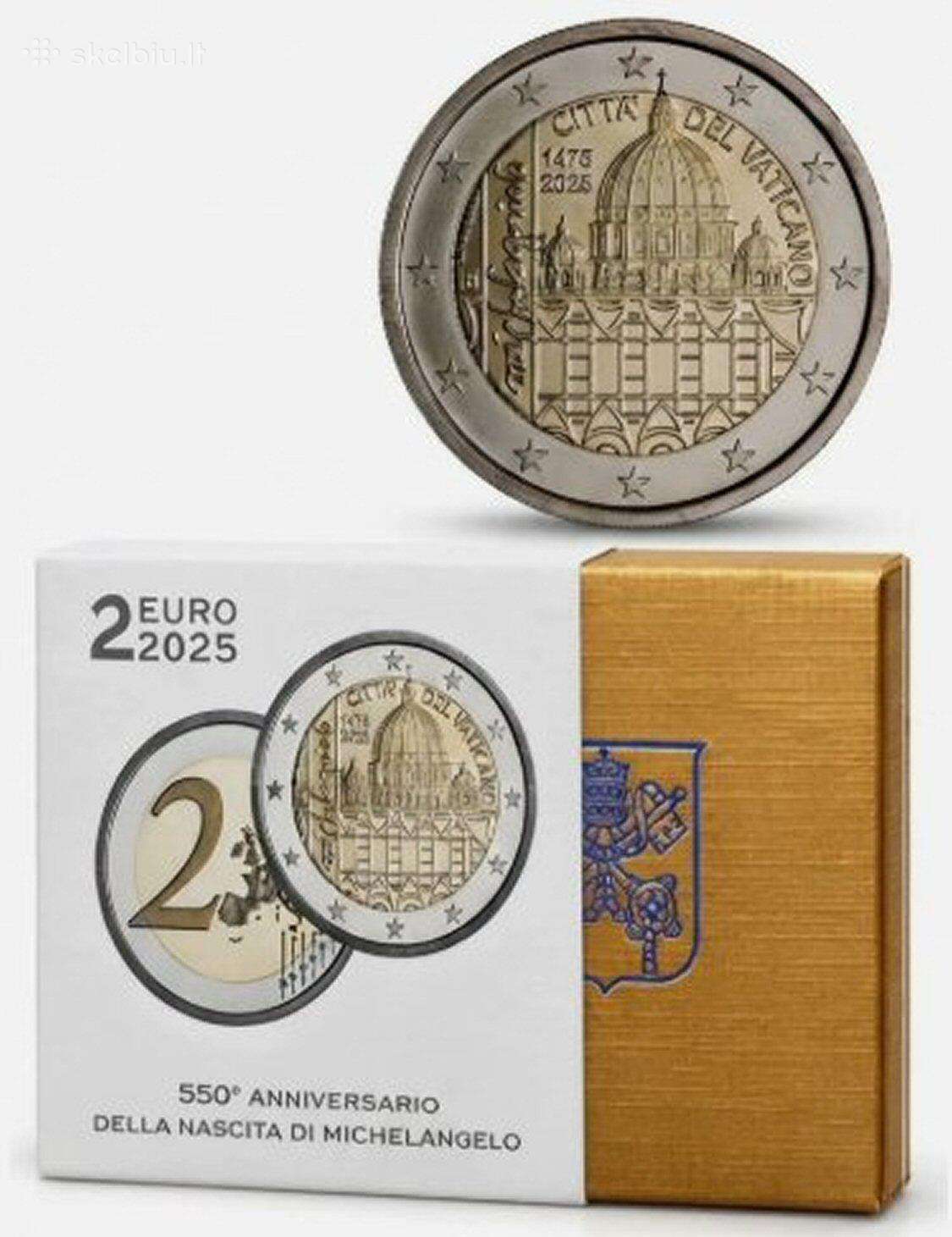 2 euro moneta Vatikanas 2025 Michelangelo Proof