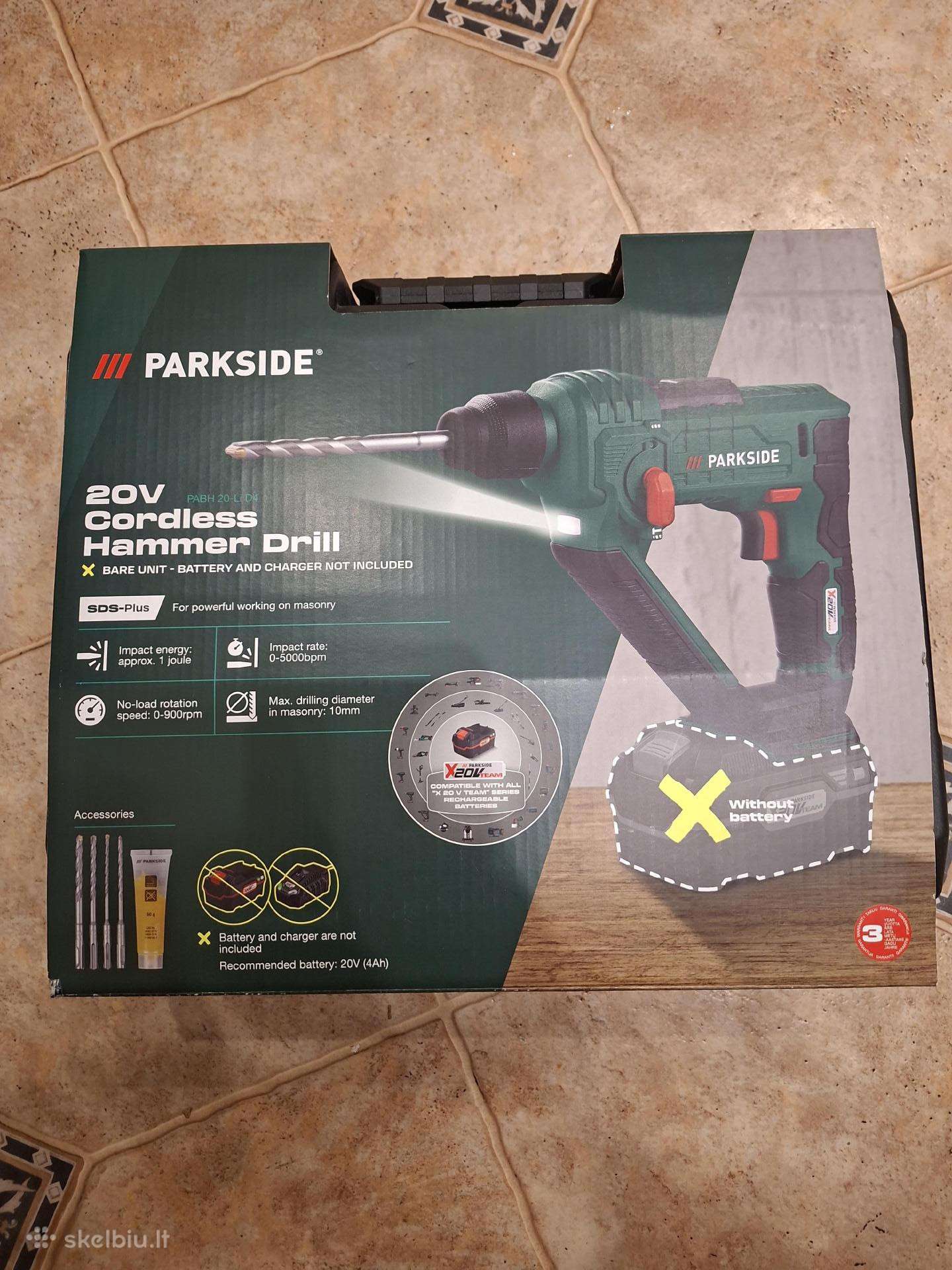 Parkside akumuliatorinis 20v perforatorius