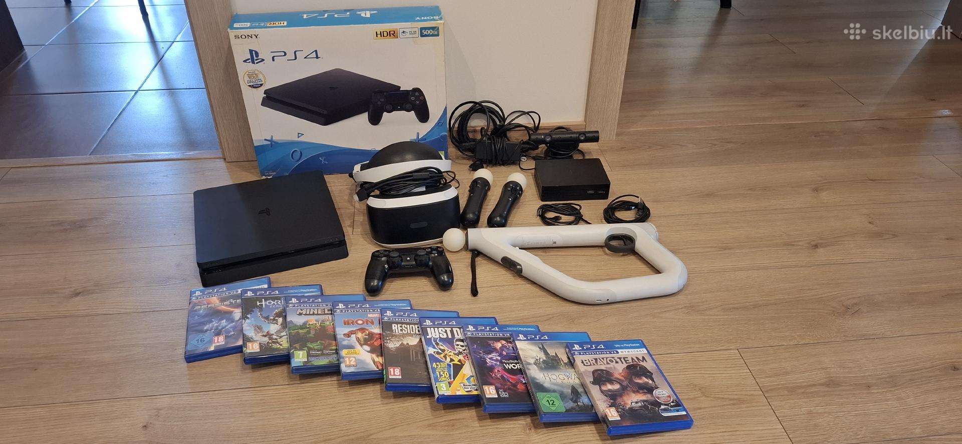 Playstation 4 slim + vr rinkinys + 9 žaidimai