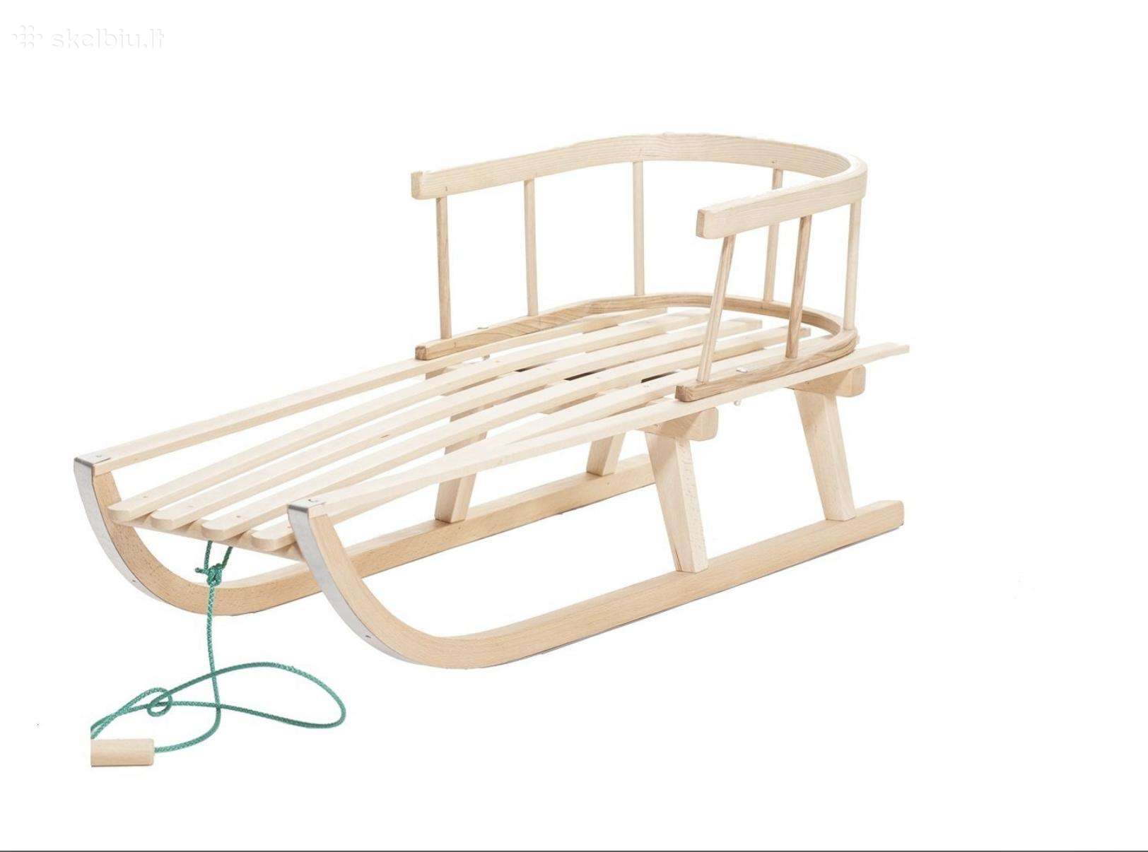 Medinės rogutės su atlošu, 88 cm