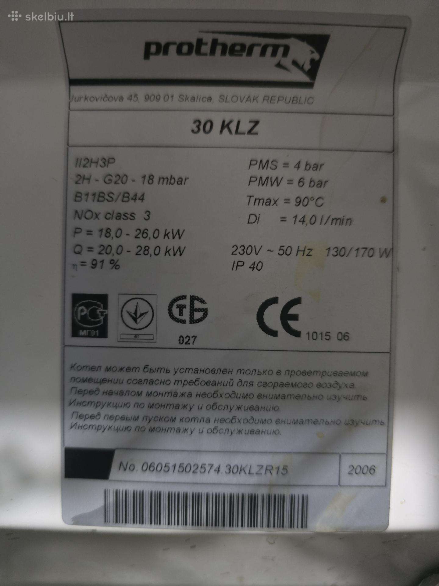 Dujinis katilas Protherm 30 Klz