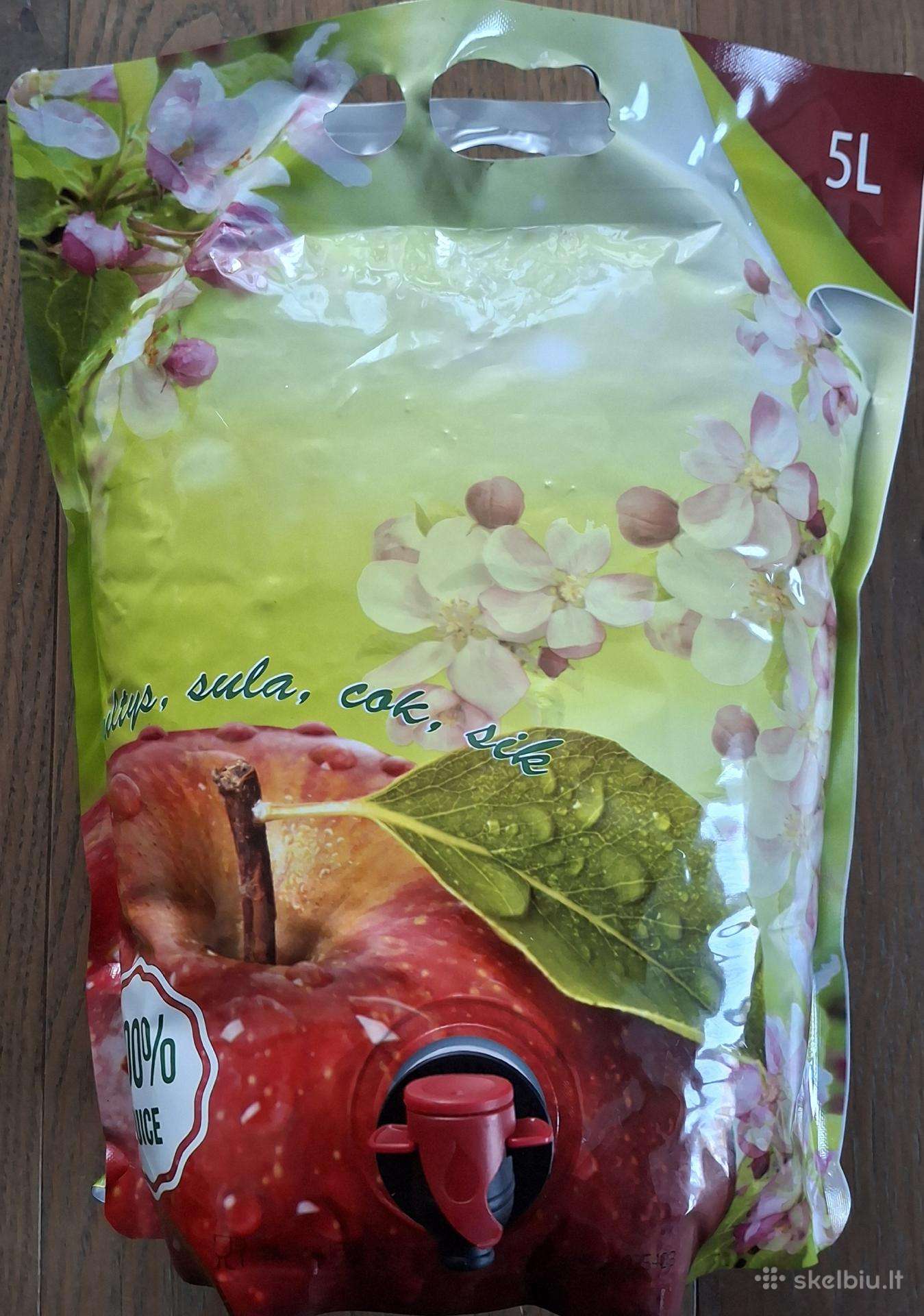 Obuolių sultys šviežiai spaustos, pasterizuotos 5l