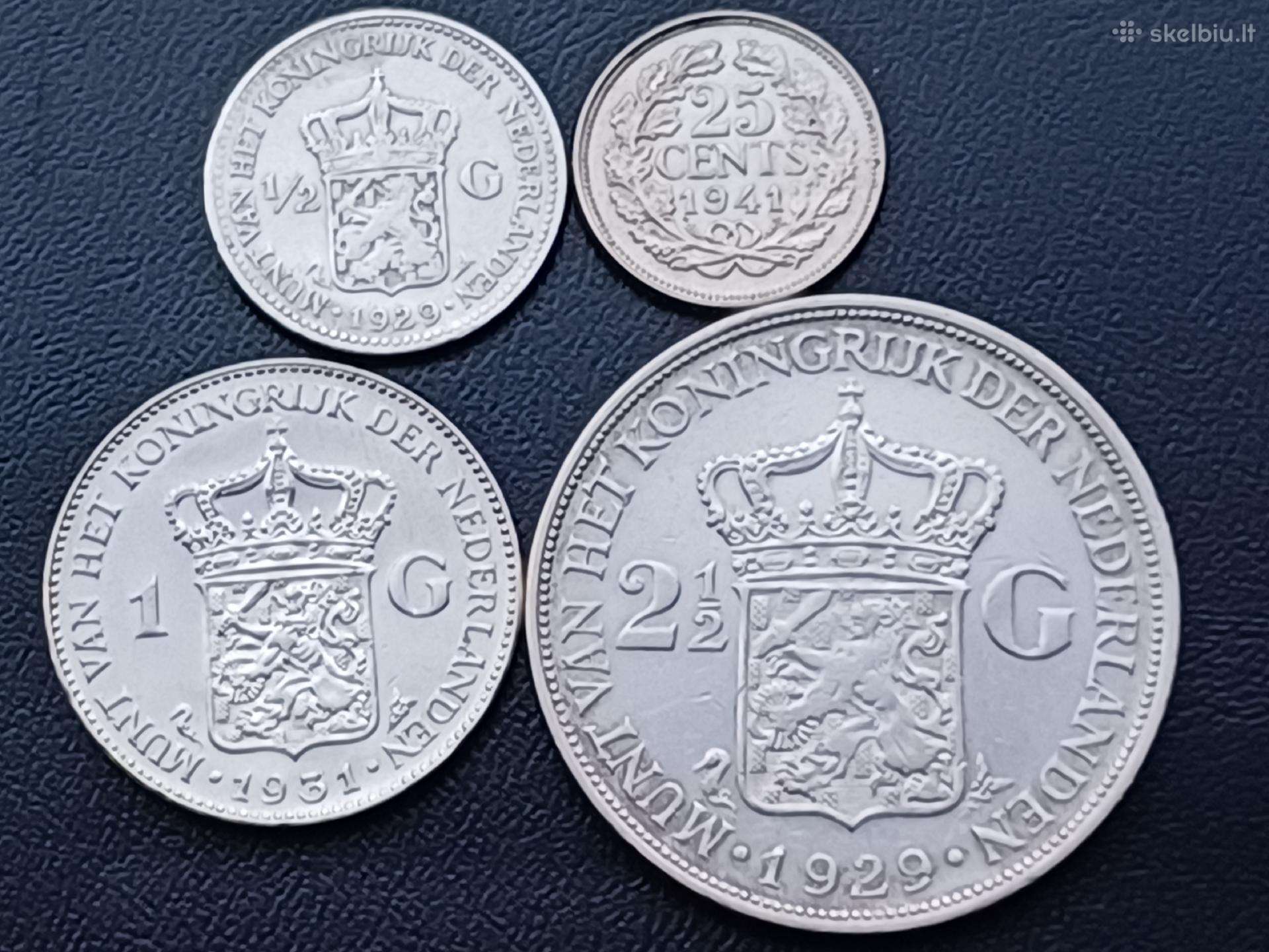 Guldenai Nyderlandai 1929 - 41m. Sidabras