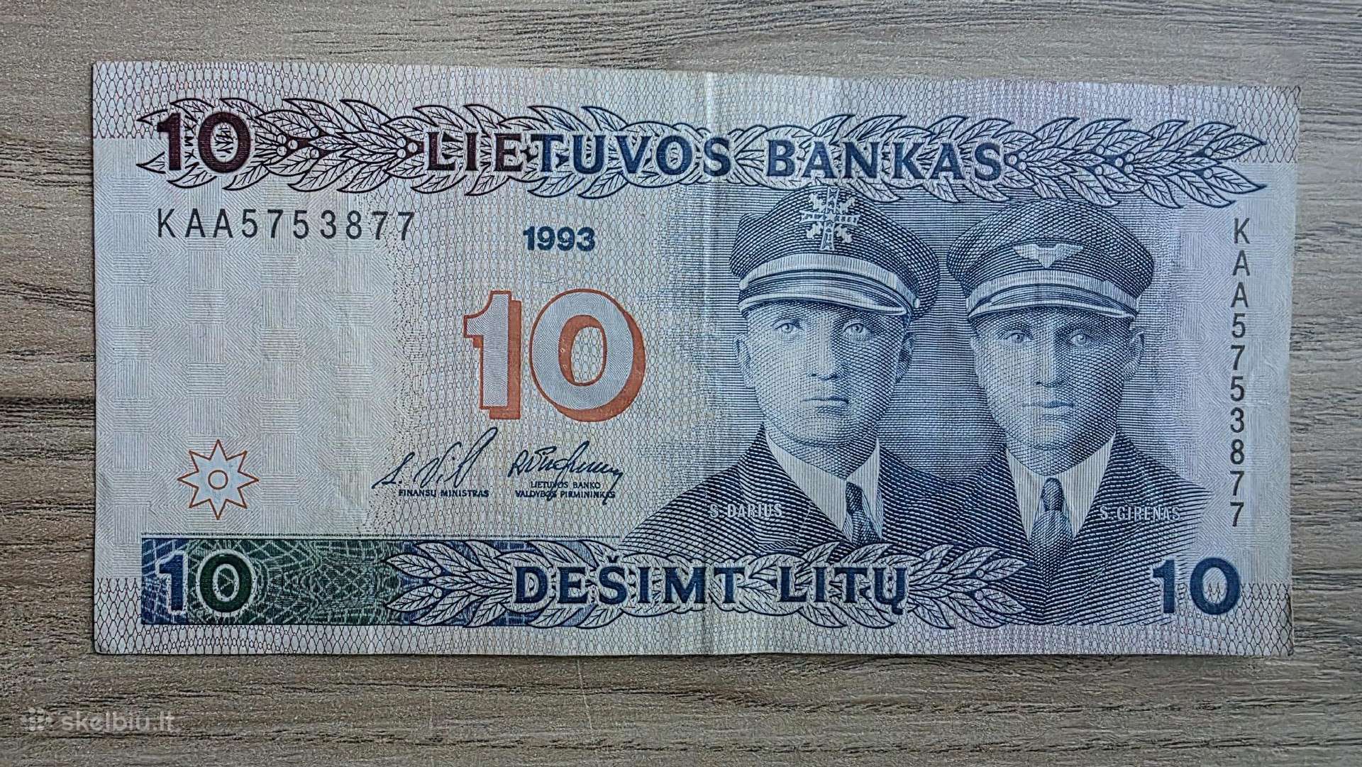1993 metų 10 litų Kaa serija