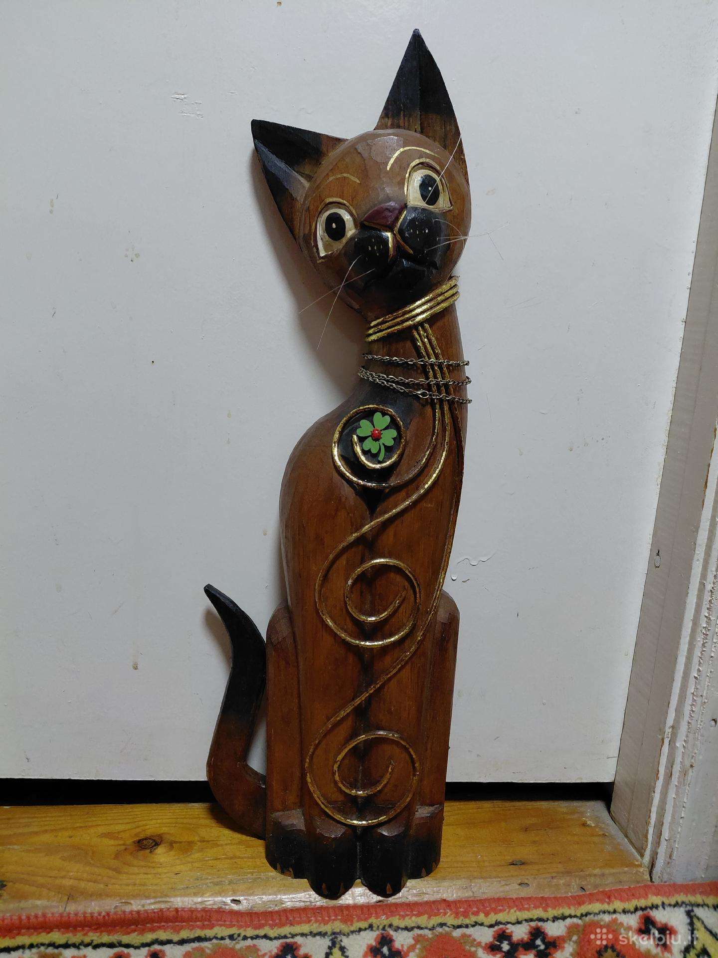 Didelis medinis katinas 62 cm.