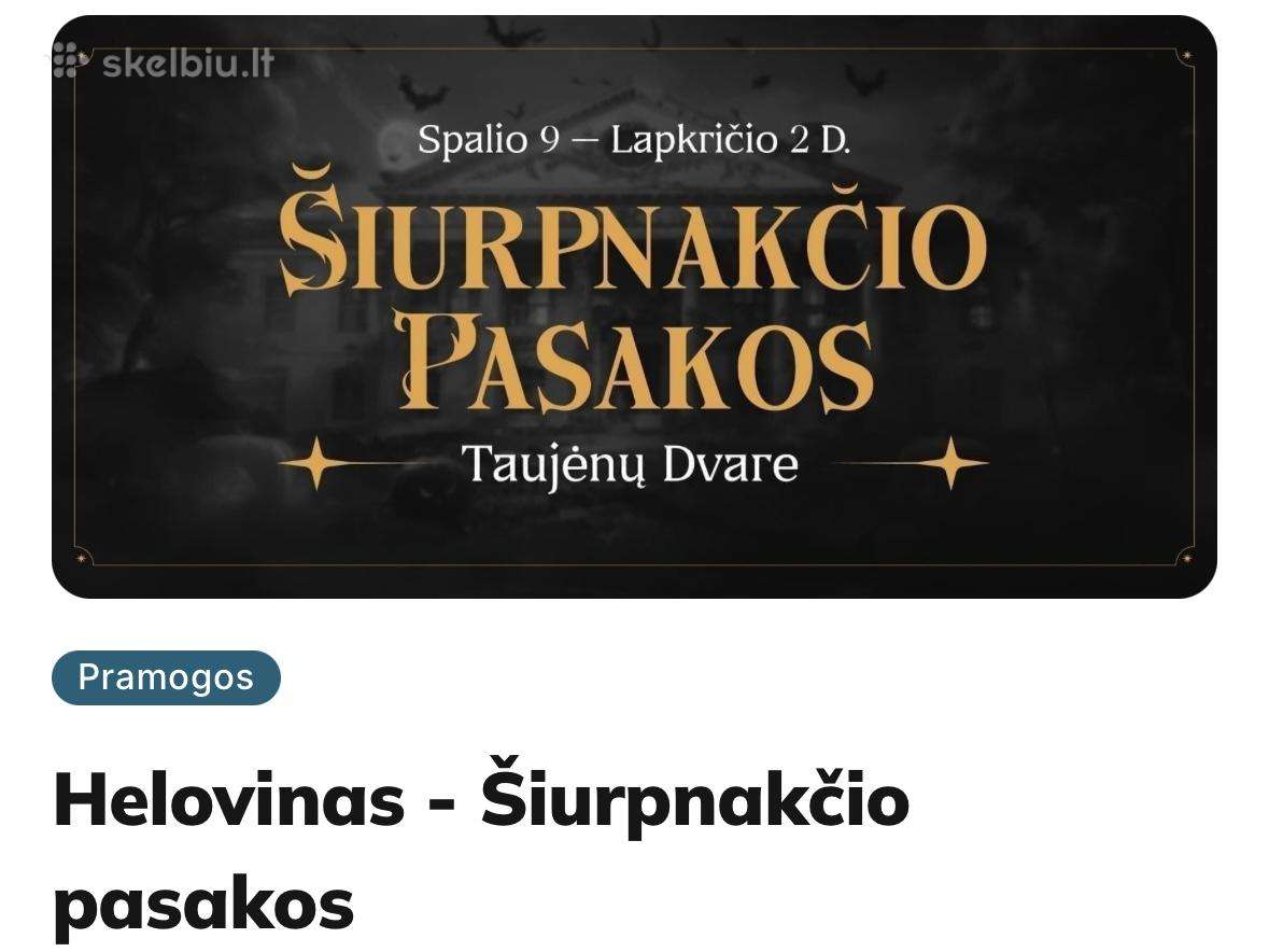 Helovinas - Šiurpnakčio pasakos Taujėnų Dvaras