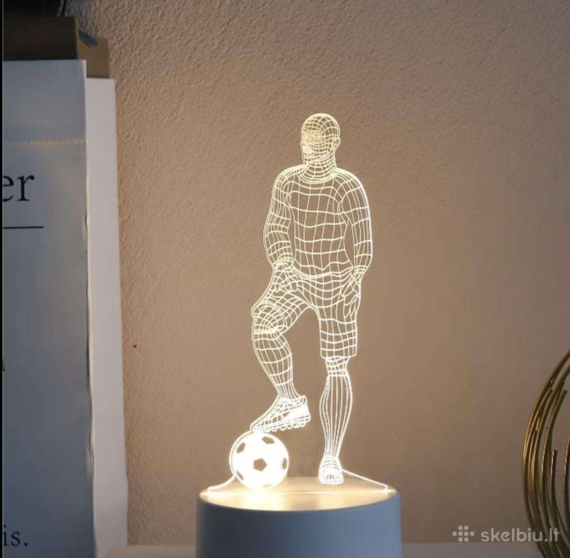 3D LED futbolininko lempa. Dekoracija - dovana