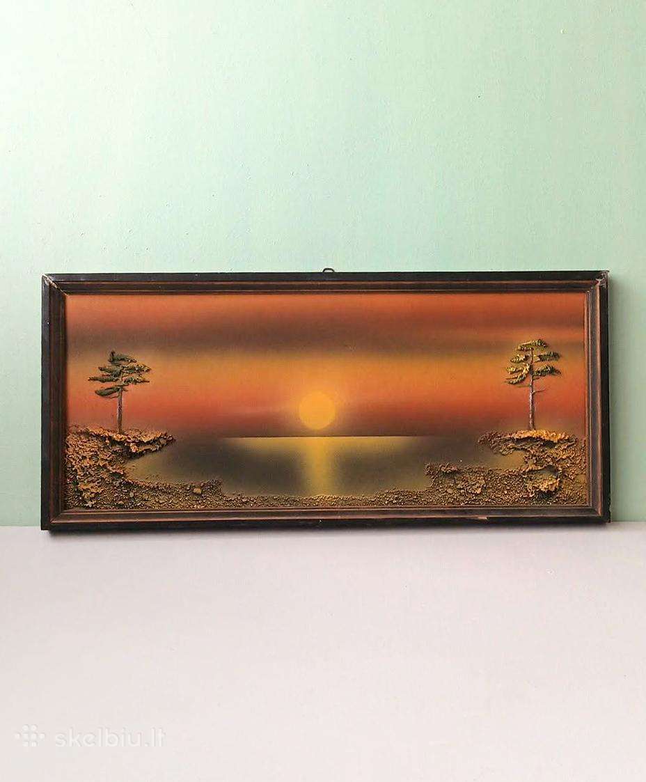 Reljefinis paveikslas „Saulėlydis pajūryje“40x18cm