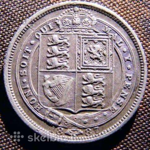 1887 Anglija 6 pensai