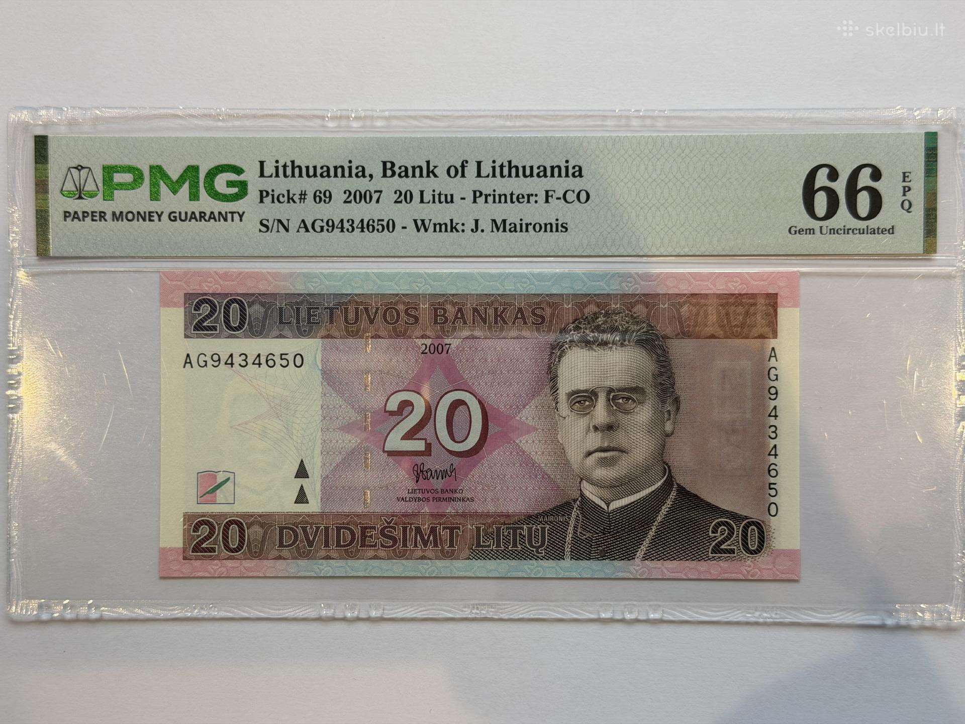 20 litų 2007 metų pmg66