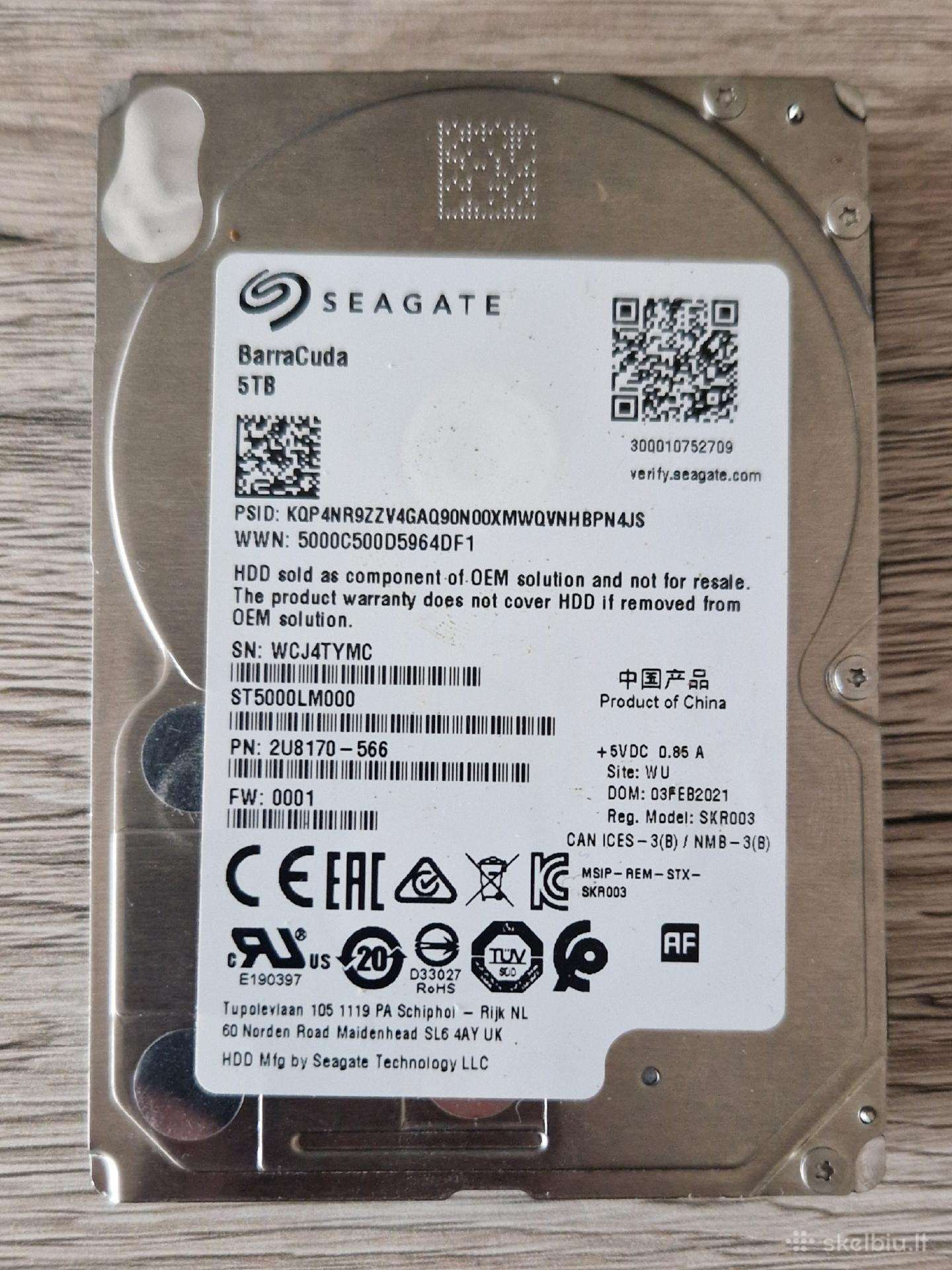 Parduodamas 5tb Seagate Barracuda 2.5 Sata diskas