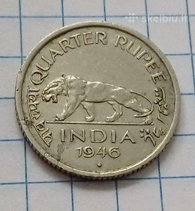 Indija 1/4 rupijos 1946
