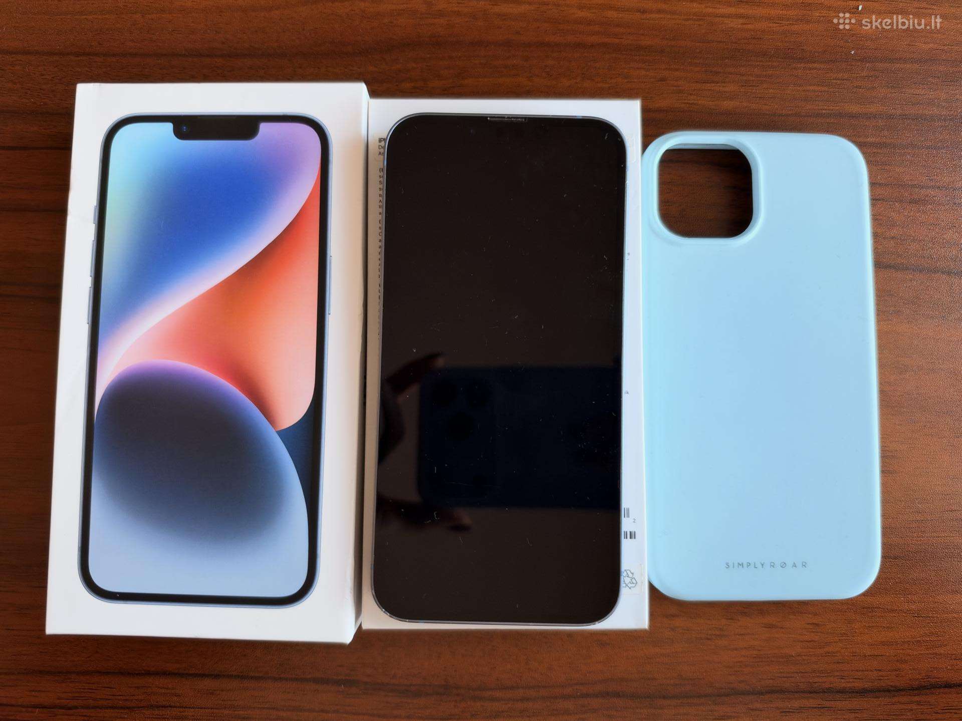 iPhone 14 256gb (Mėlynas) su dėžute ir dėklu