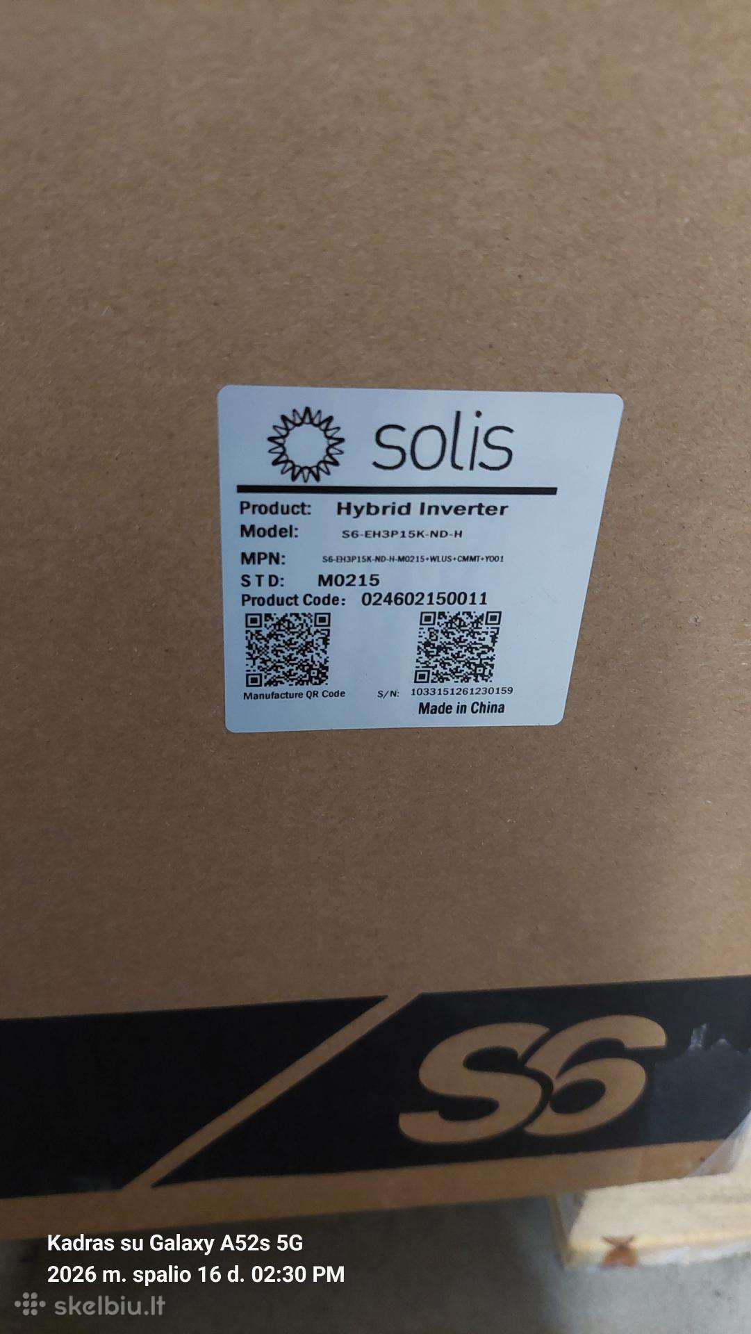 Hibridinis inverteris Solis S6-eh3p15k-nd-h Hybrid