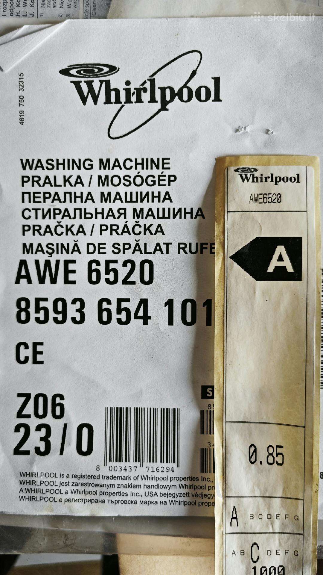 Whirlpool Awe 6520 skalbimo mašina
