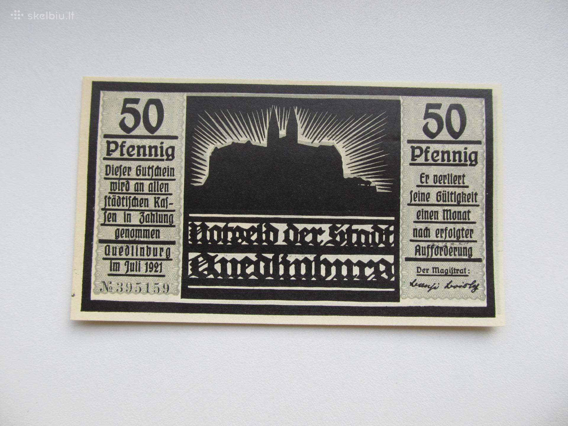 Notgeldas 50 pfenig ,Kuedlinburg ,1921 1-6