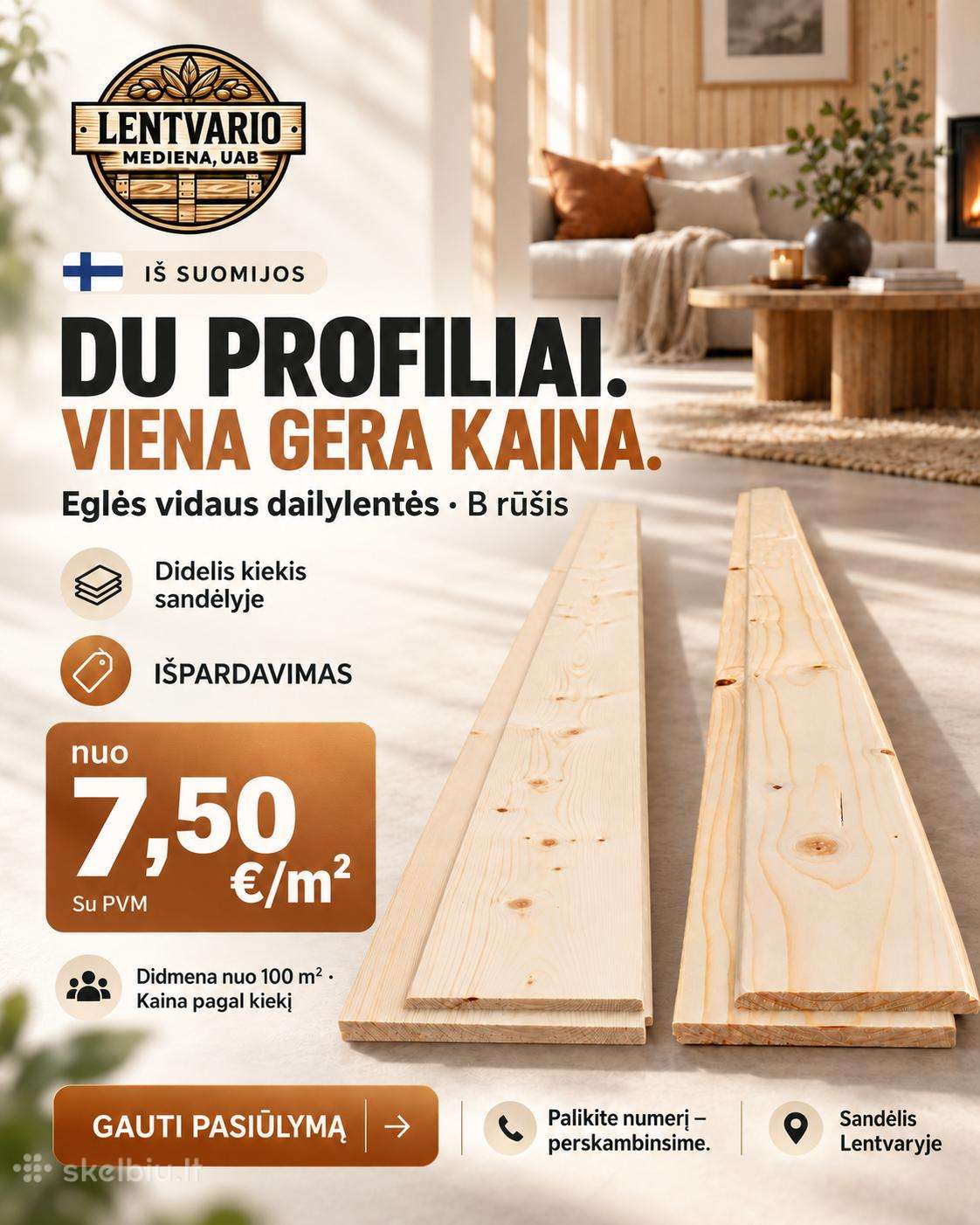 Skandinaviškos Vidaus Dailylentės nuo 7,50 € / m²