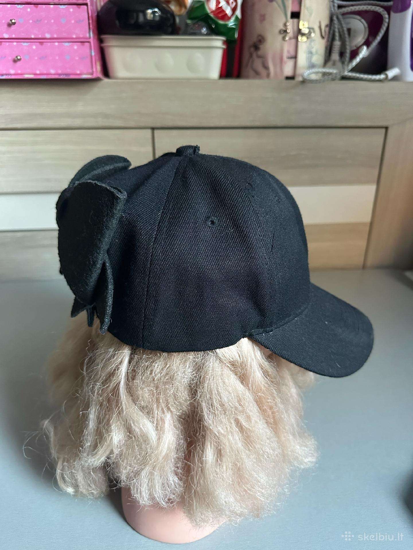 Juoda beisbolo kepurė su kaspinu Bow / One Size