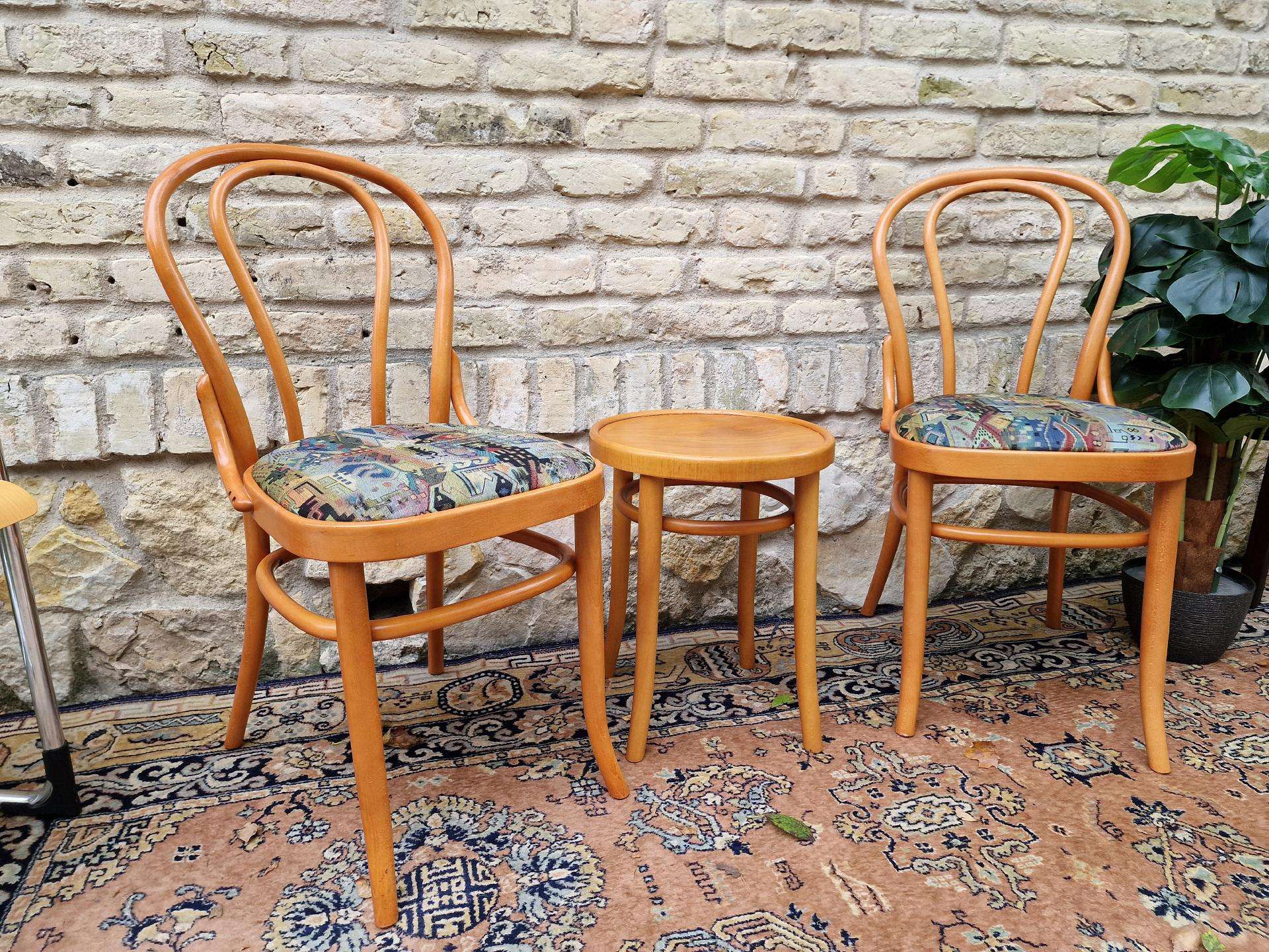 Vintažinės mid century Thonet st.kėdės ir taburetė