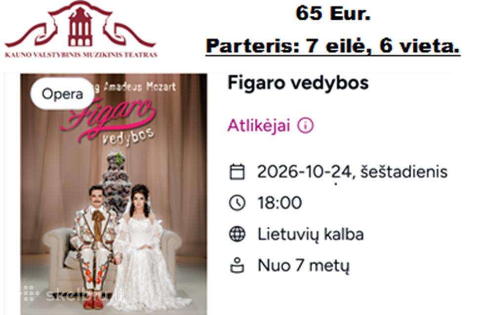 Bilietai _Figaro vedybos arba Aida