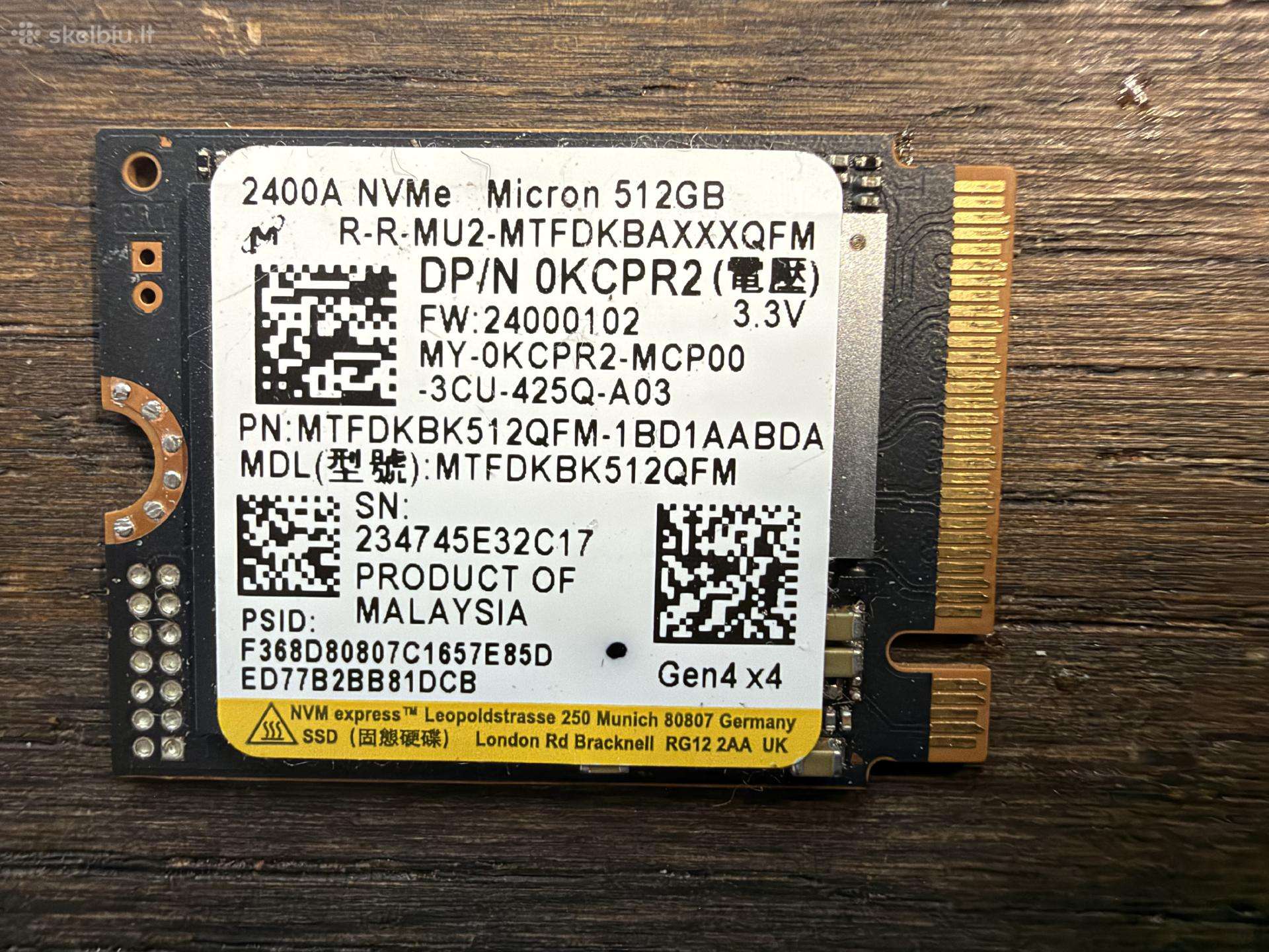 Nvme Gen4 x4 Micron 512 GB 2230