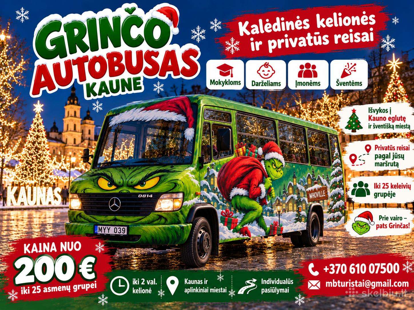 Grinčo autobusas Kaune – kalėdinės kelionės
