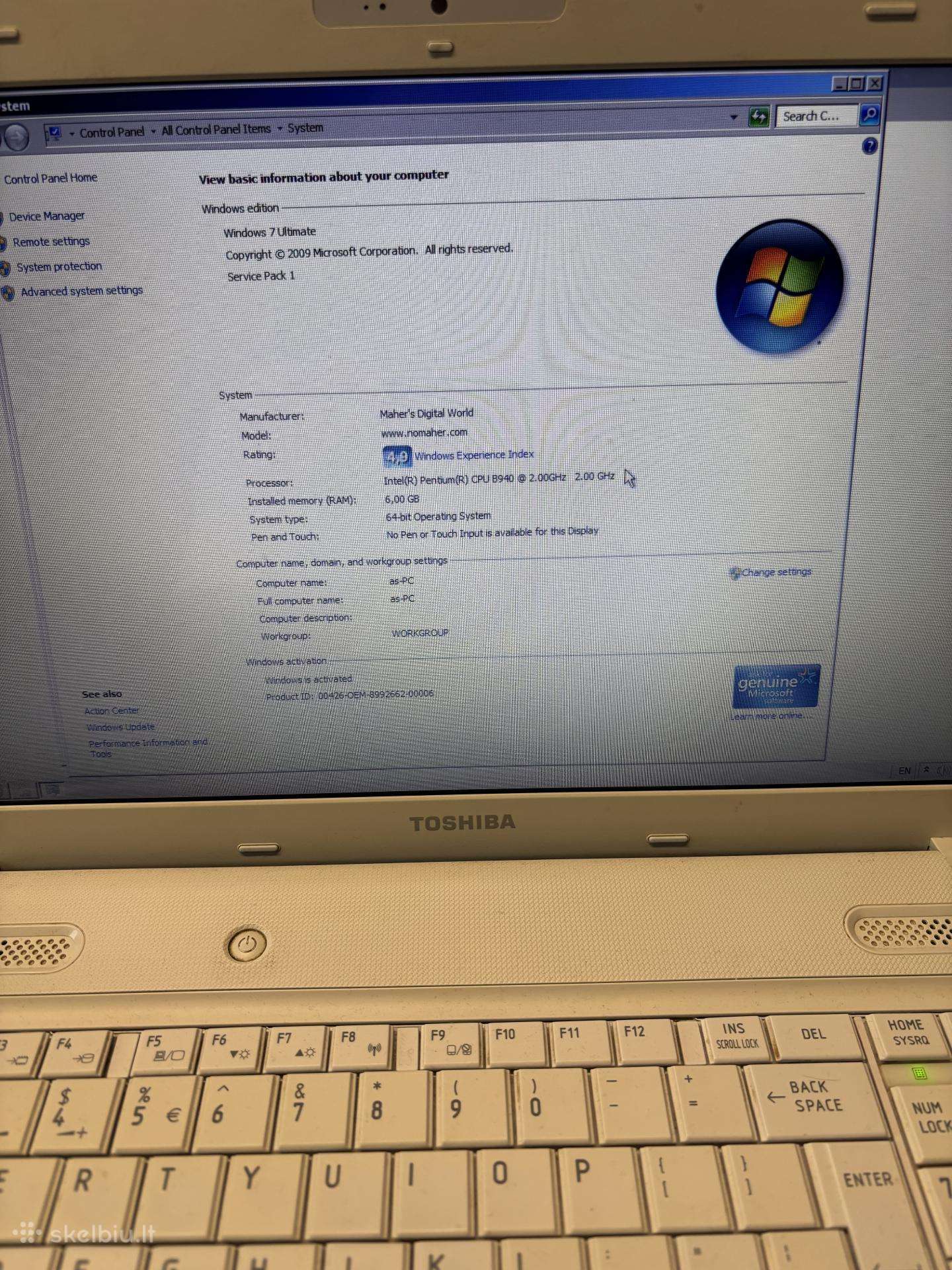Nešiojamas kompiuteris 20eur Toshiba