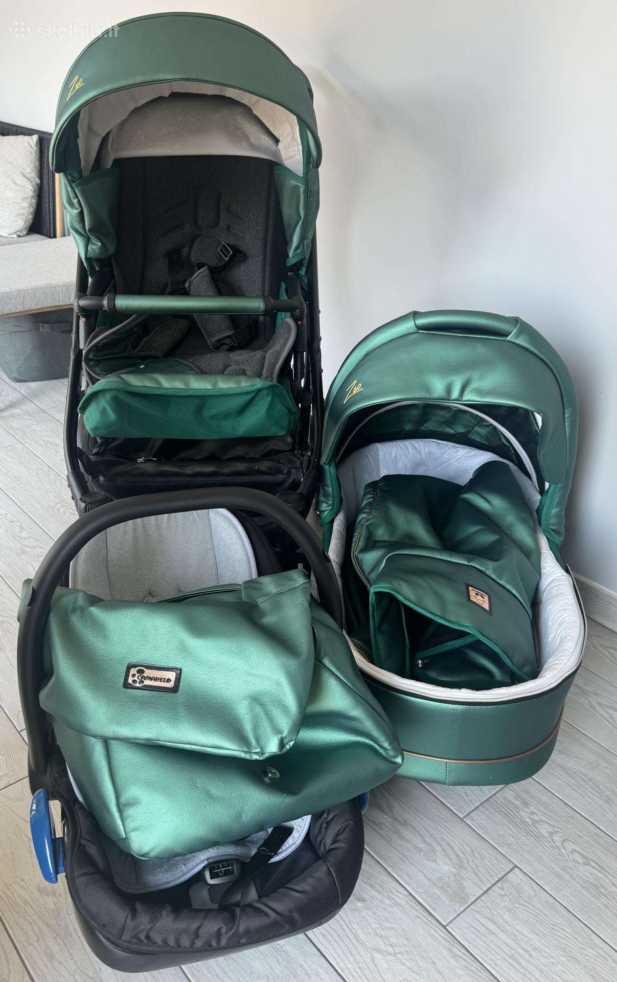 Vežimėlis 3 in 1 ,Zeo Eco Camarelo su priedais