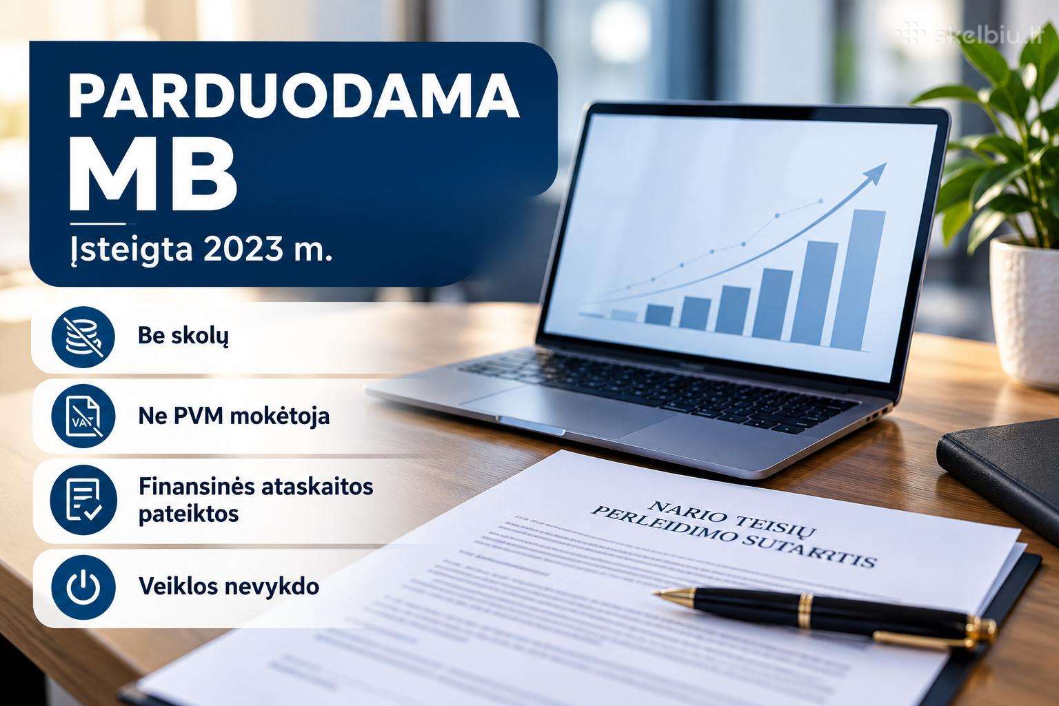 Parduodama MB – be skolų, įsteigta 2023