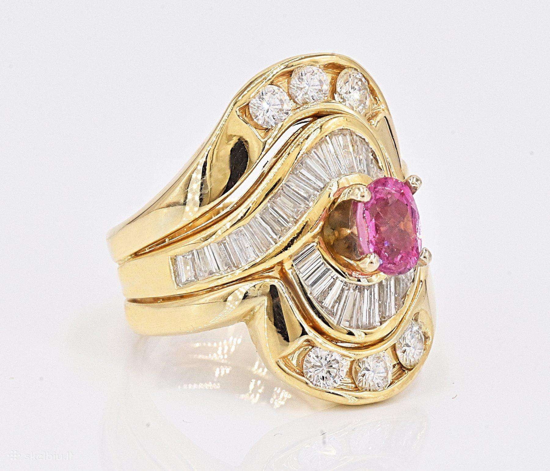 Žiedas su deimantais ir špinele (13 gr., 3,2ct)