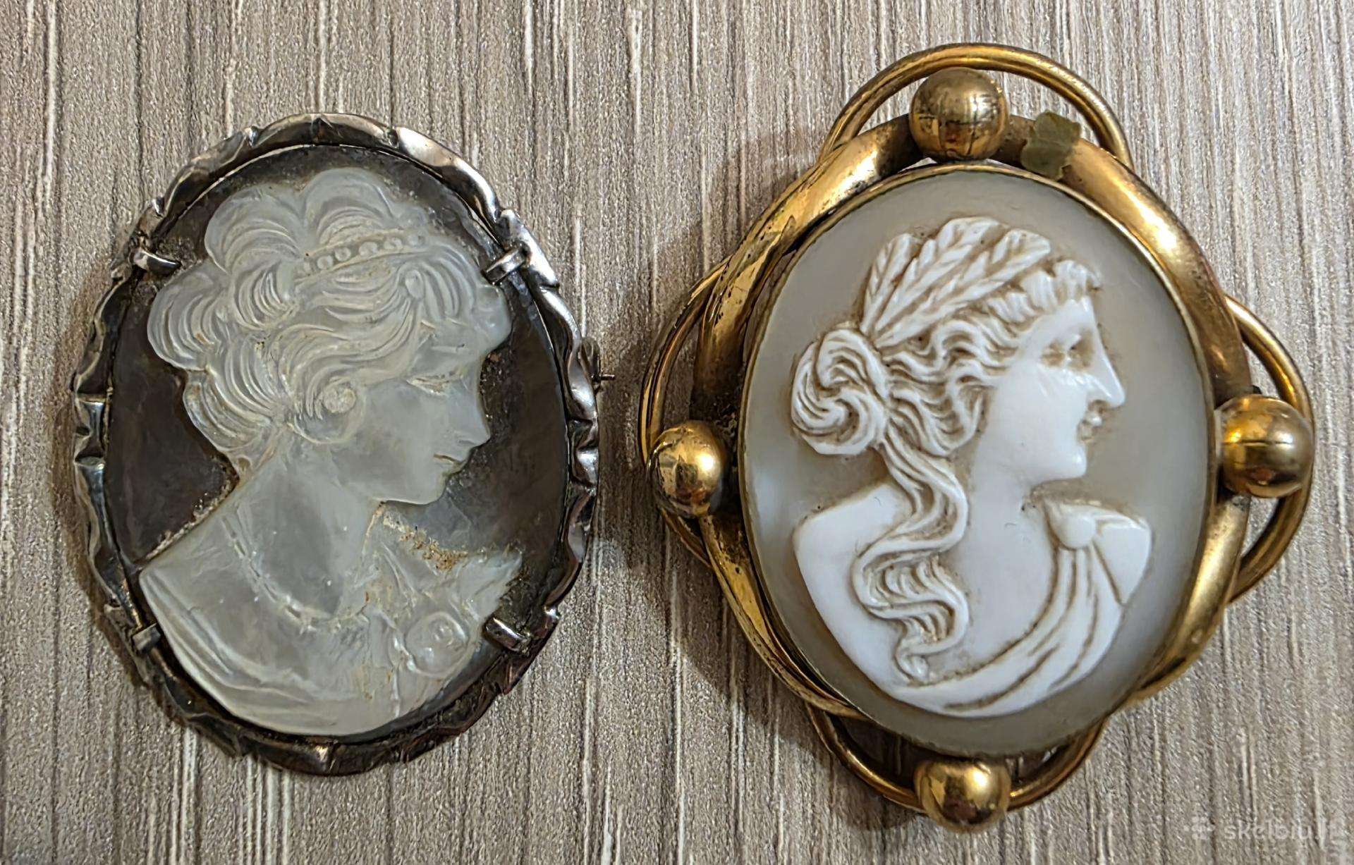 Vintage kamėja natūrali kriauklė sagė , pakabukas