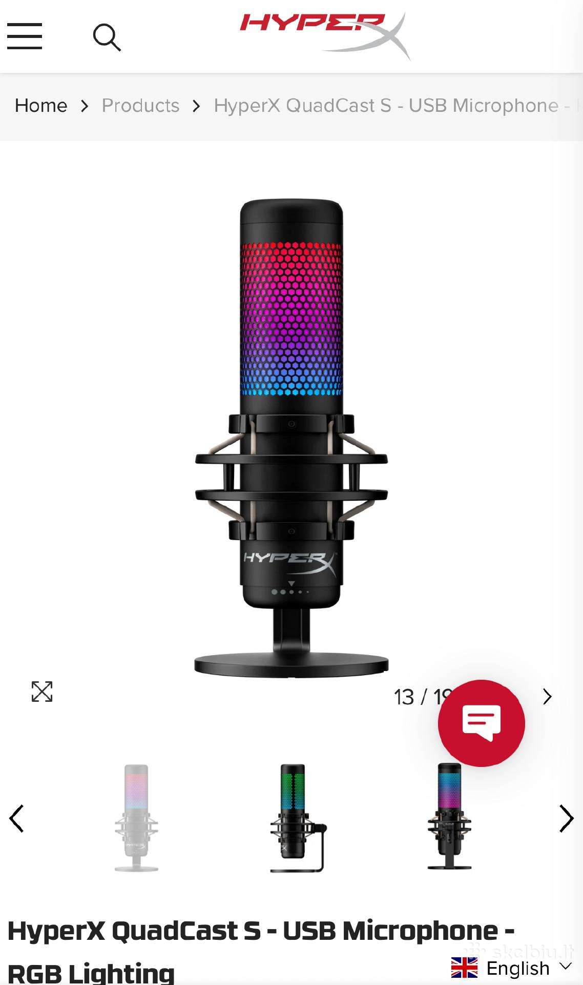 Parduodamas Hyperx Quadcast S Usb mikrofonas.