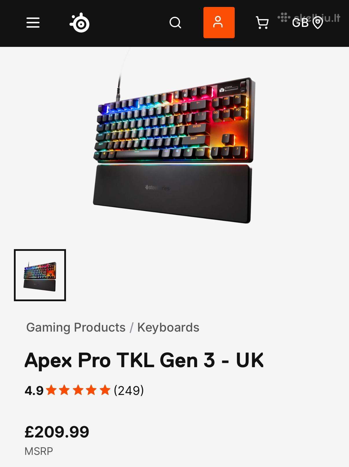 Steelseries Apex Pro Tkl Gen 3 gaming klaviatūra