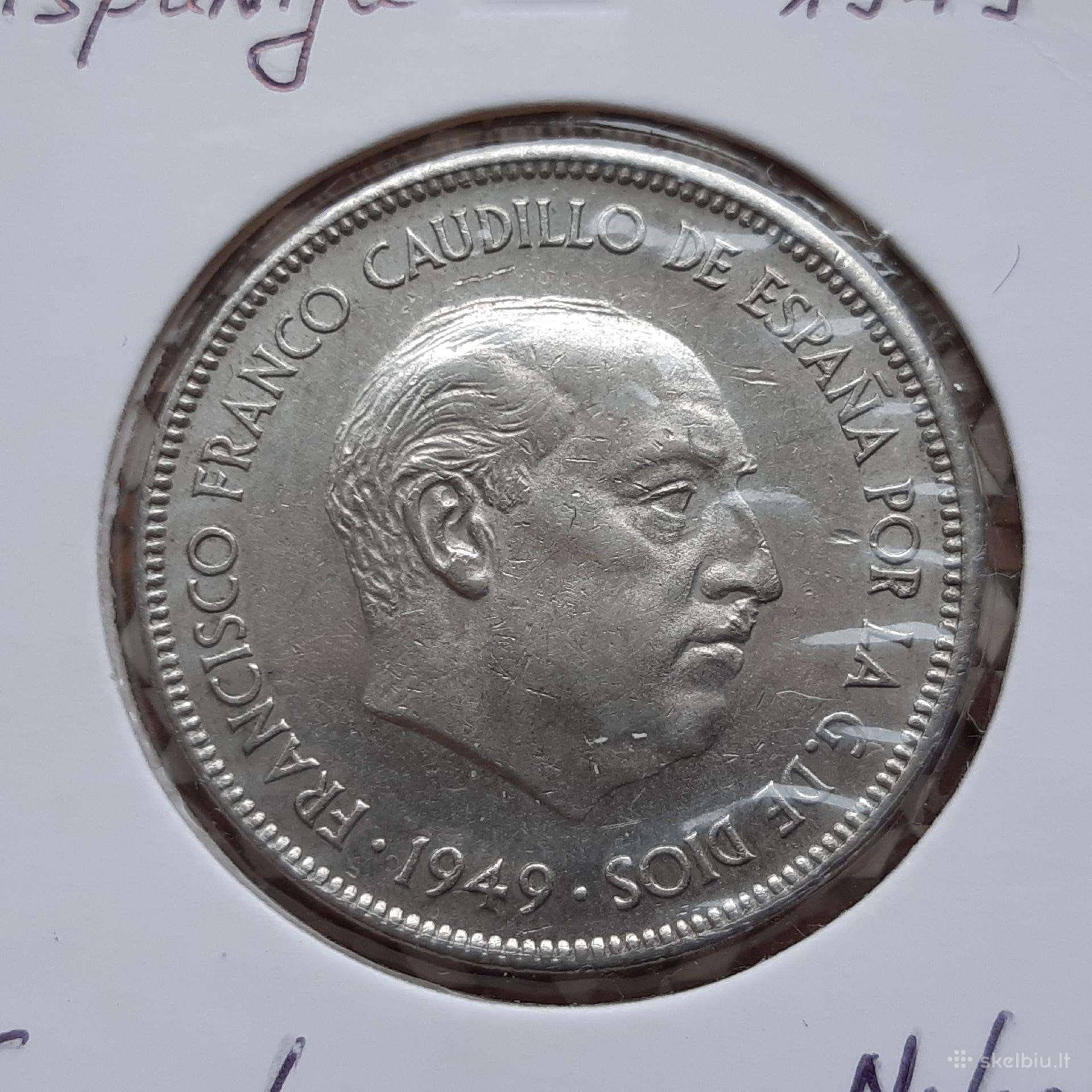Ispanija 5 pesetos Franco 1949