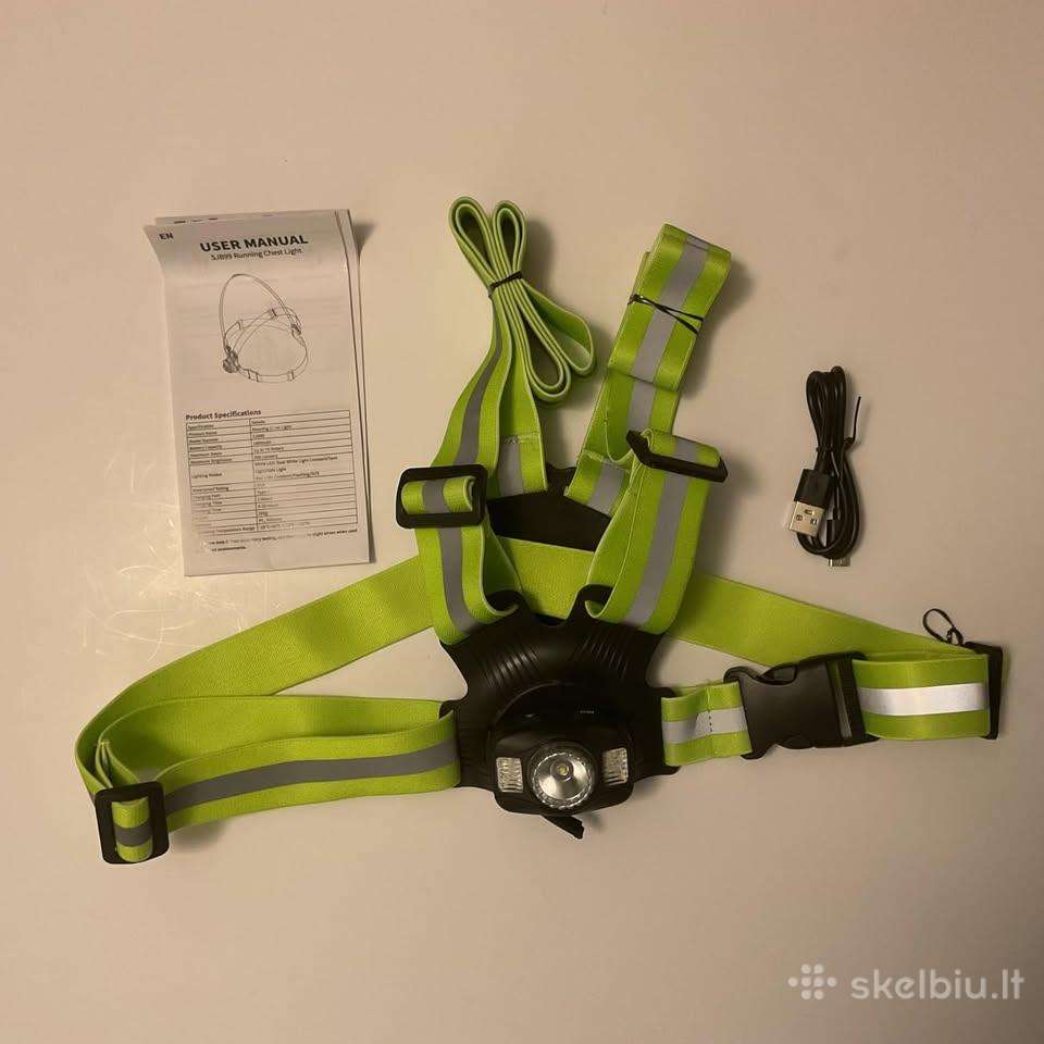 Krūtinės LED žibintas bėgimui su atšvaitais