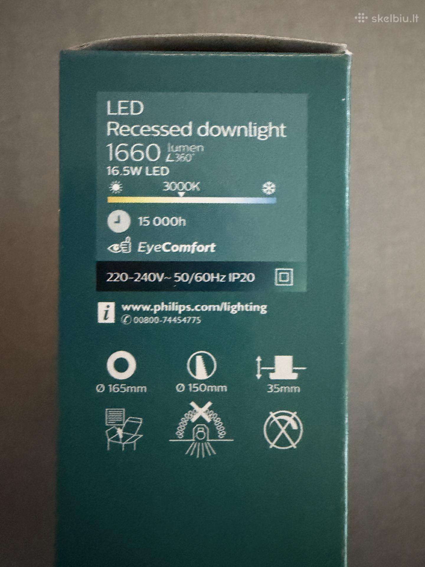 Phillips LED panelės 16.5w 3000k 12vnt.